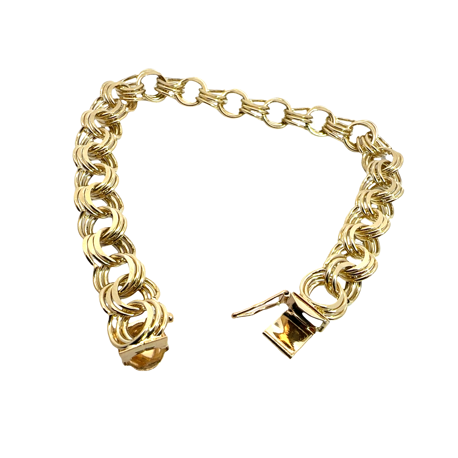 Vintage 14k Classic Yellow Gold Triple-Link Charm Bracelet 8"