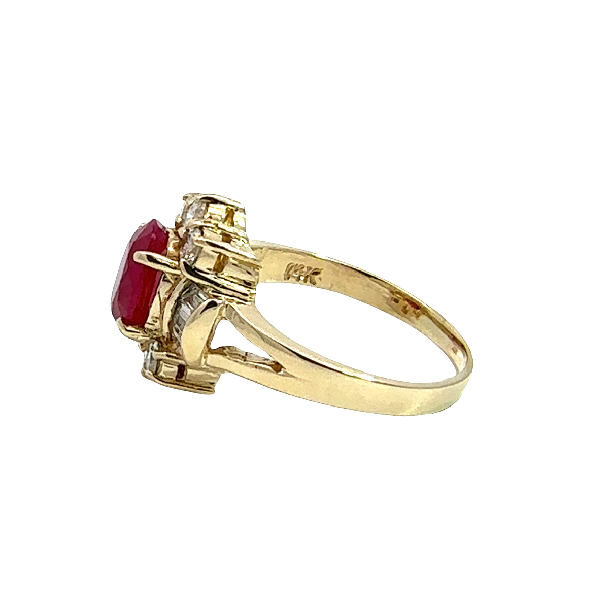 Estate 14k Yellow Gold 1.45ctw Oval Ruby & 0.63ctw Diamond Ring