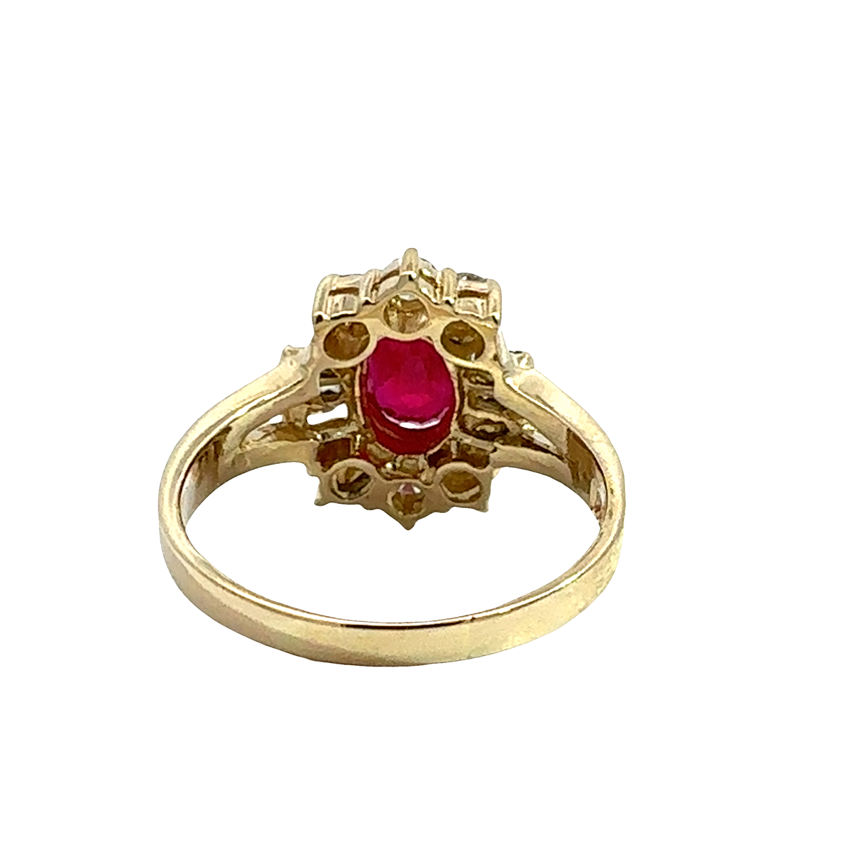 Estate 14k Yellow Gold 1.45ctw Oval Ruby & 0.63ctw Diamond Ring
