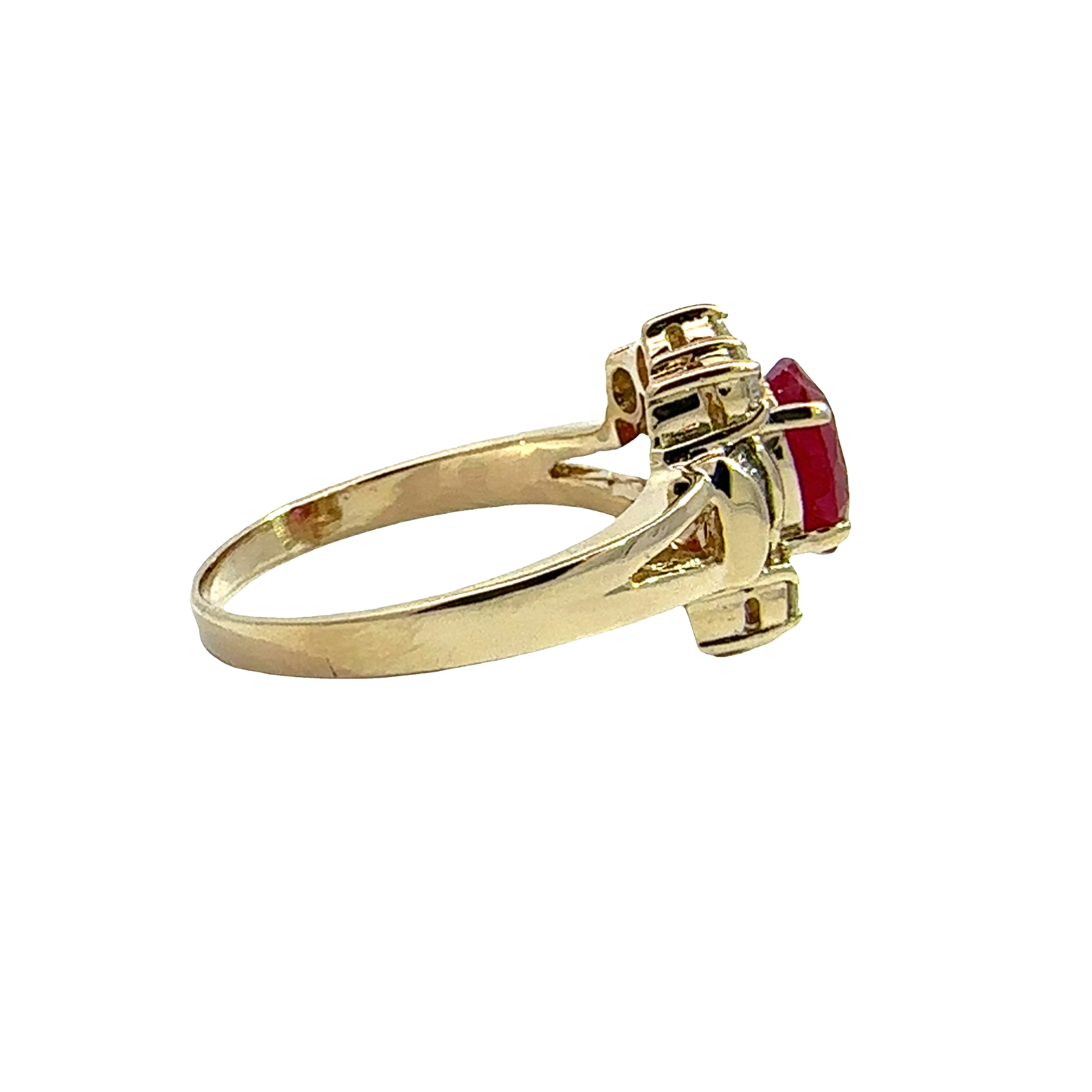 Estate 14k Yellow Gold 1.45ctw Oval Ruby & 0.63ctw Diamond Ring