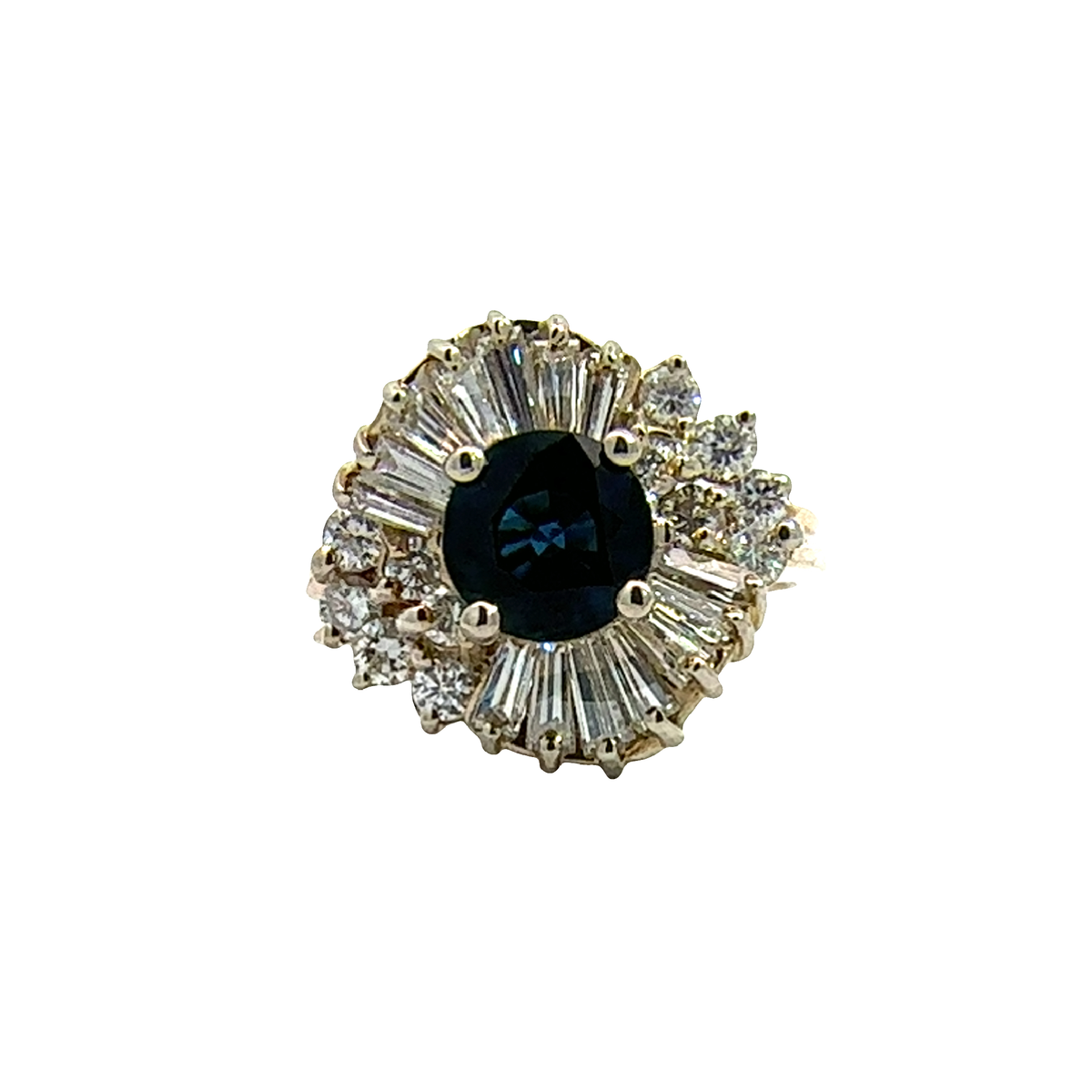 Estate 14k Yellow Gold 1.05ctw Sapphire &amp; 1.06ctw Diamond Ring