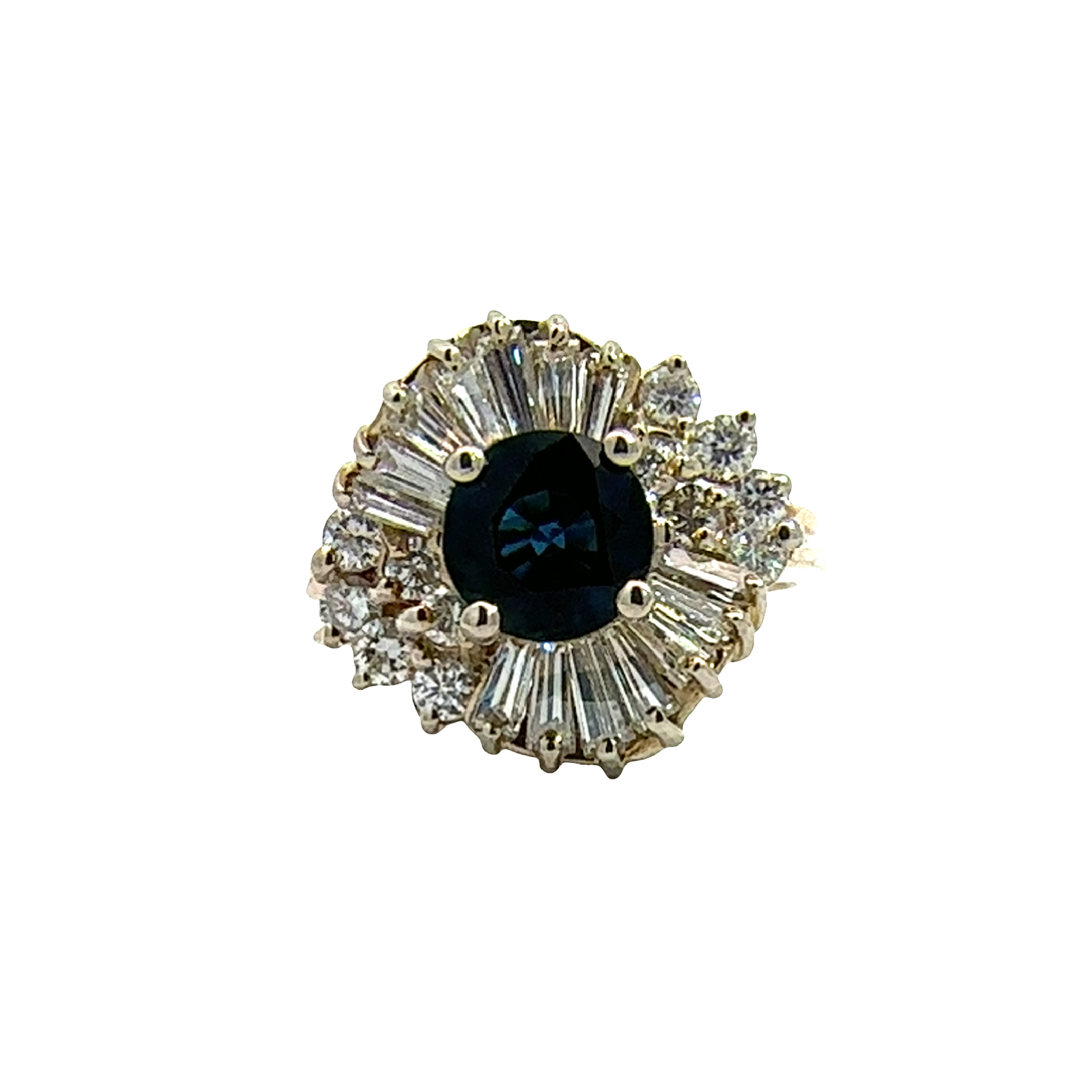 Estate 14k Yellow Gold 1.05ctw Sapphire & 1.06ctw Diamond Ring