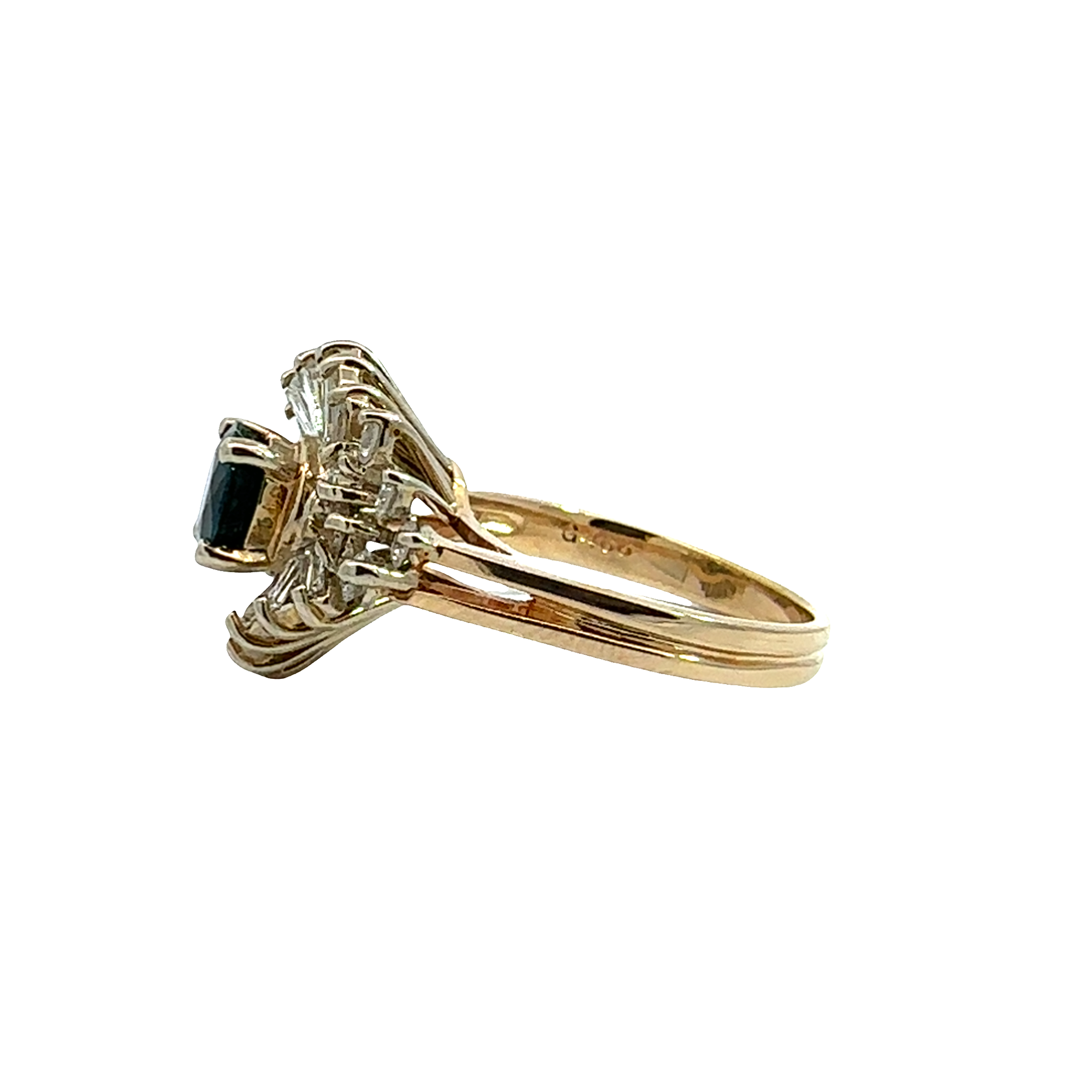 Estate 14k Yellow Gold 1.05ctw Sapphire & 1.06ctw Diamond Ring
