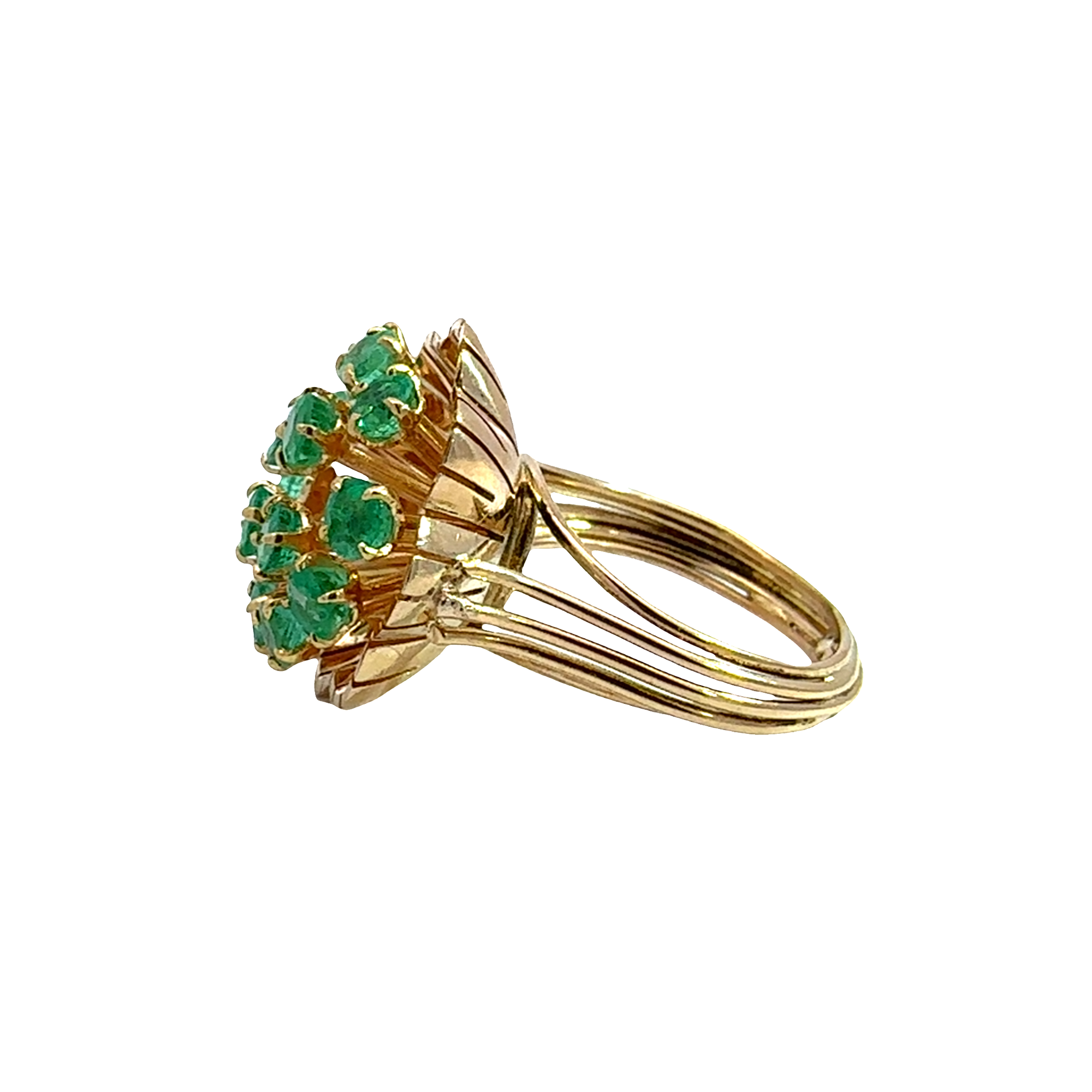 Vintage 14k Yellow Gold Interchangeable Pearl & 1.54ctw Emerald Ring
