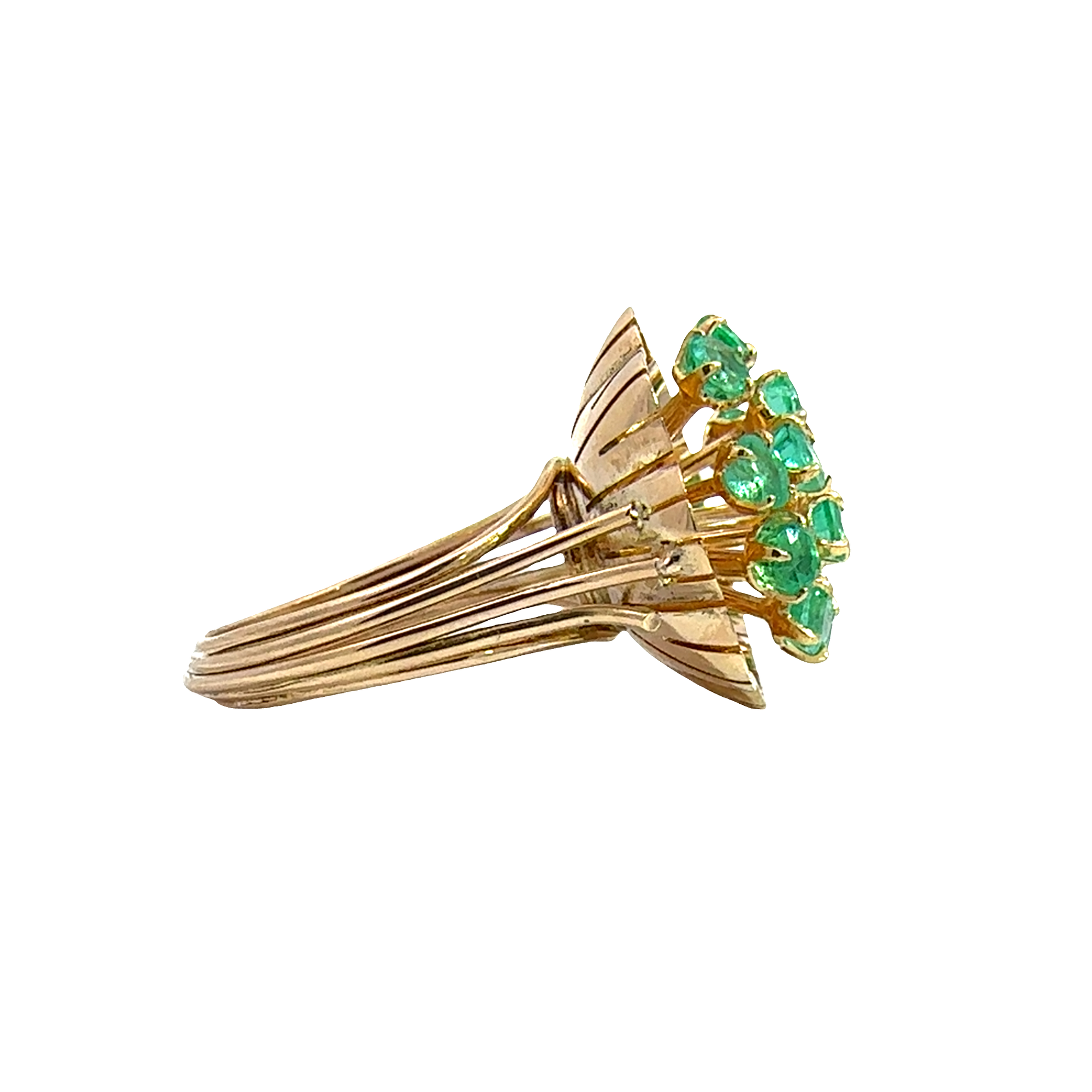 Vintage 14k Yellow Gold Interchangeable Pearl & 1.54ctw Emerald Ring