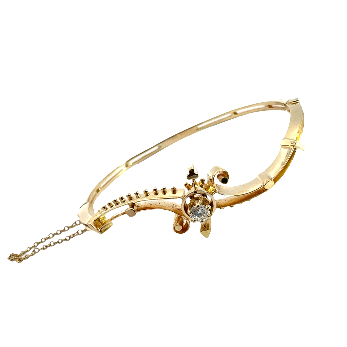 Antique Edwardian 14k Yellow Gold Diamond Bangle-0.18ctw