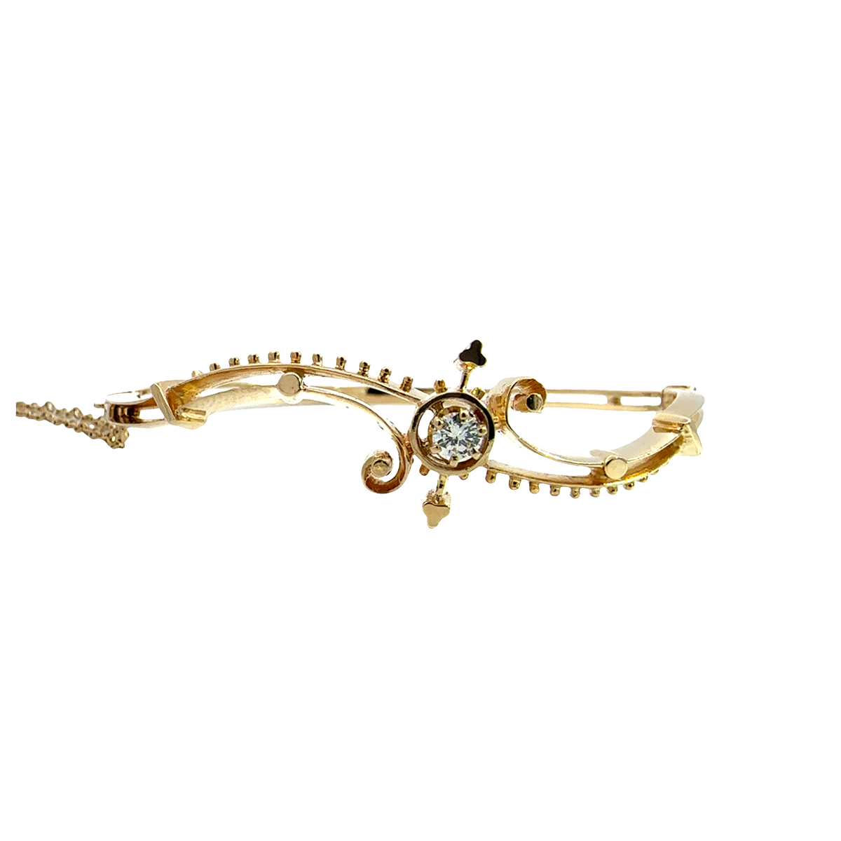Antique Edwardian 14k Yellow Gold Diamond Bangle-0.18ctw