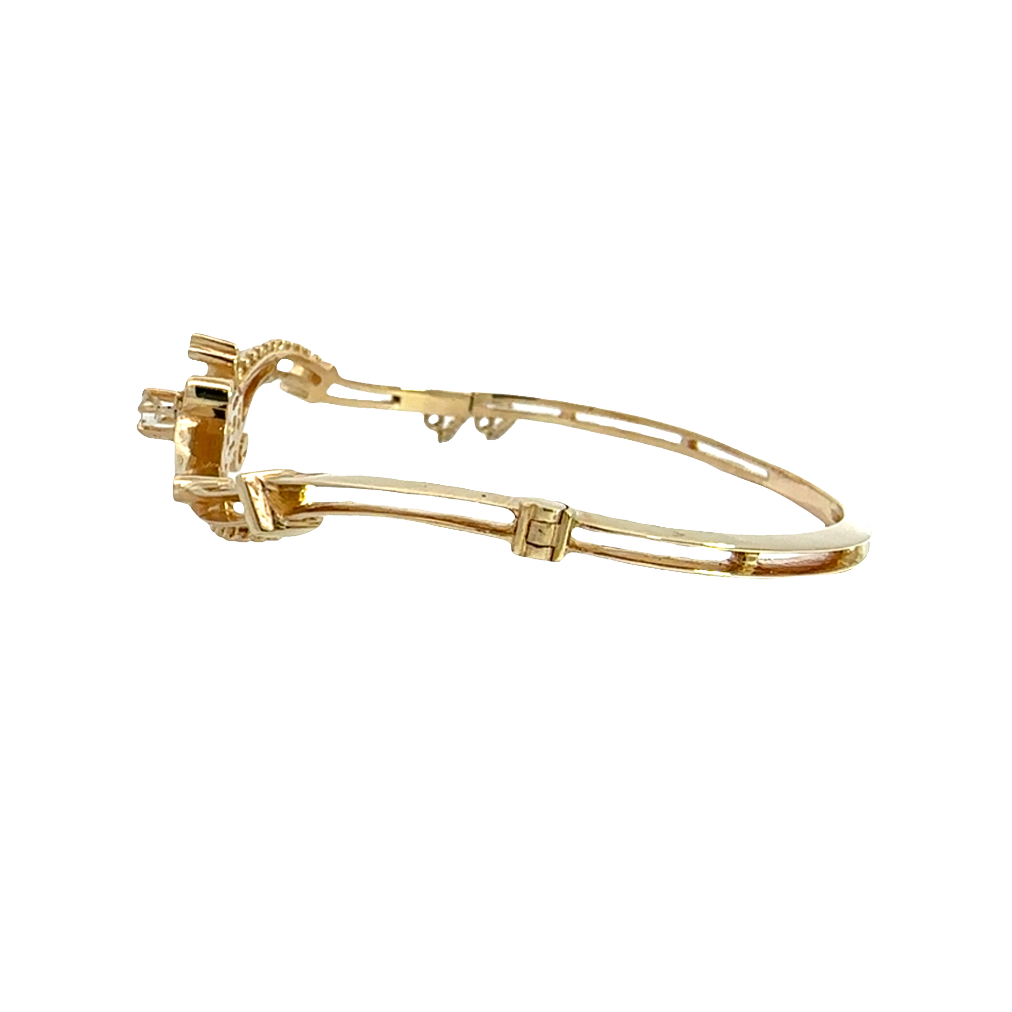 Antique Edwardian 14k Yellow Gold Diamond Bangle-0.18ctw