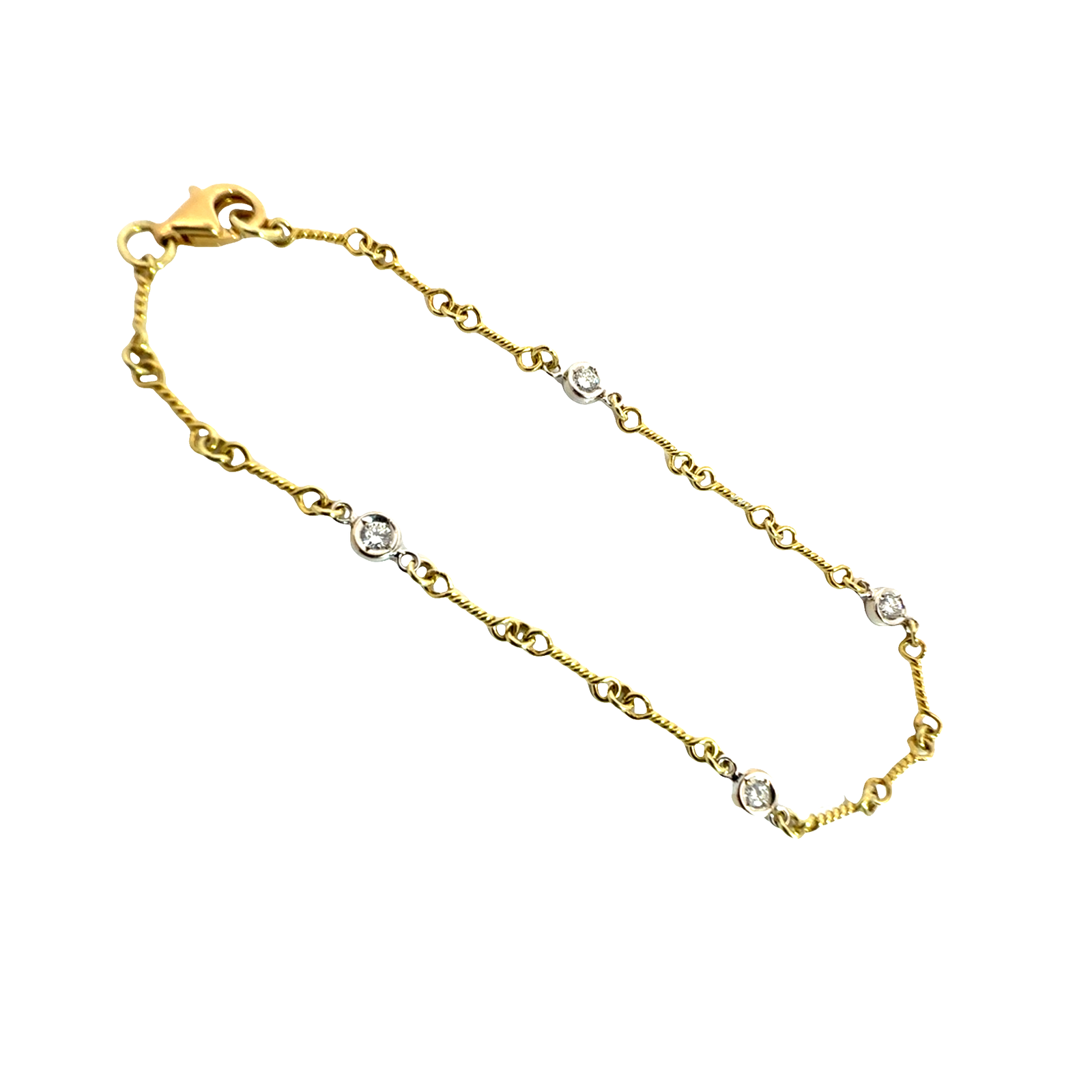 Estate 18k Multi-Tone Gold Diamonds by the Yard Bracelet 0.20ctw