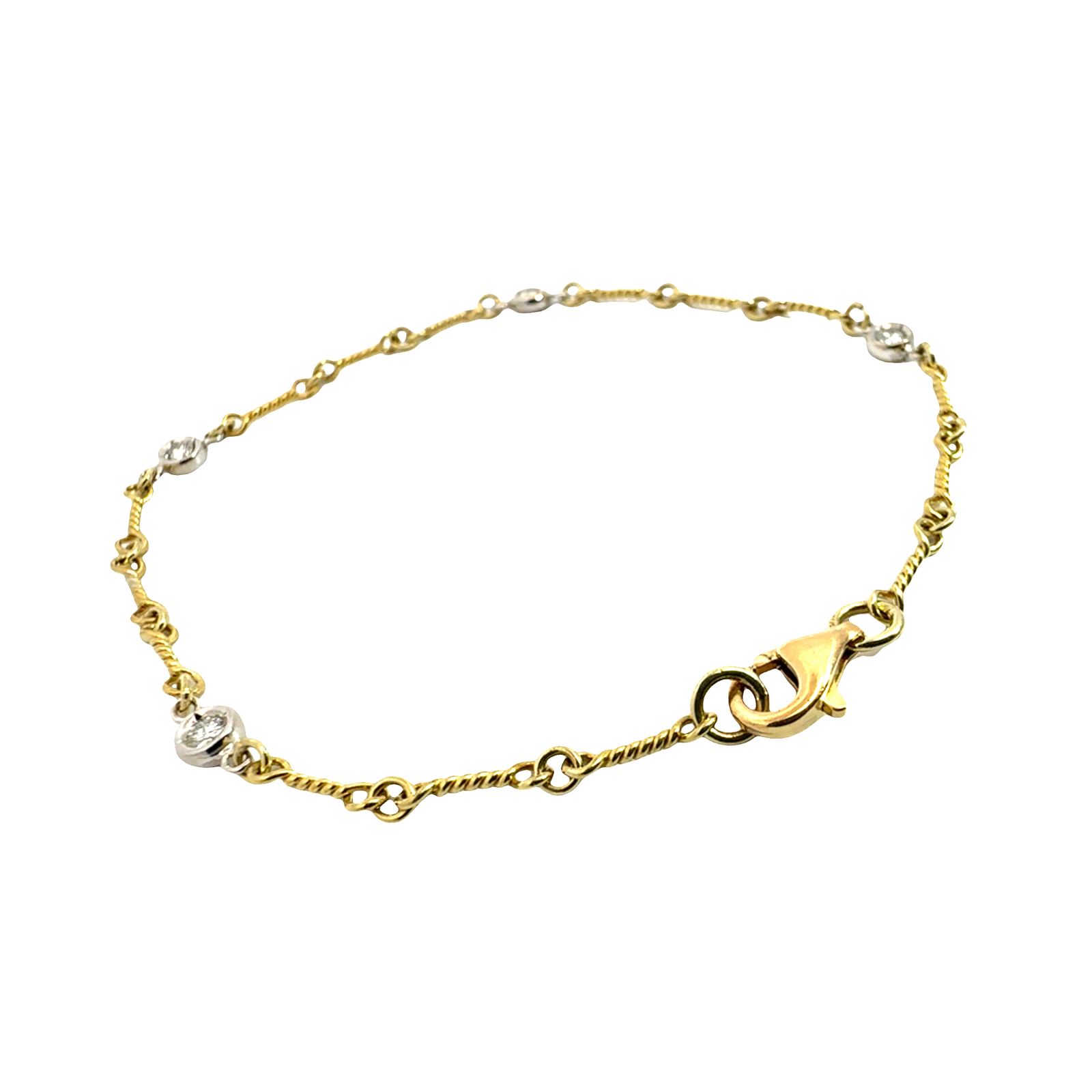 Estate 18k Multi-Tone Gold Diamonds by the Yard Bracelet 0.20ctw