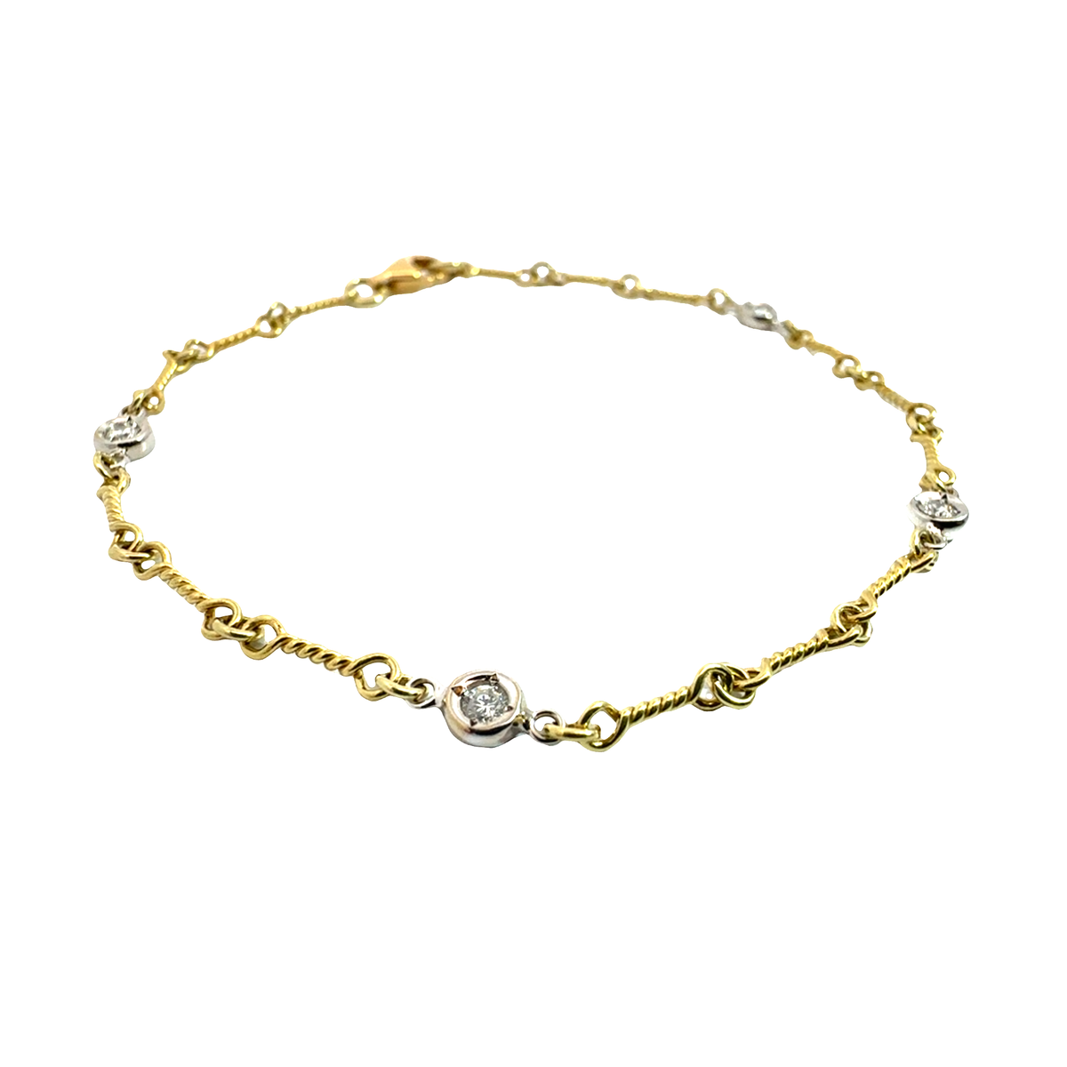 Estate 18k Multi-Tone Gold Diamonds by the Yard Bracelet 0.20ctw