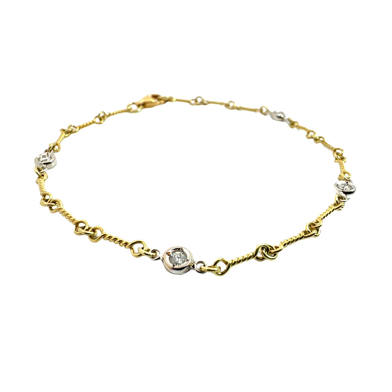 Estate 18k Multi-Tone Gold Diamonds by the Yard Bracelet 0.20ctw