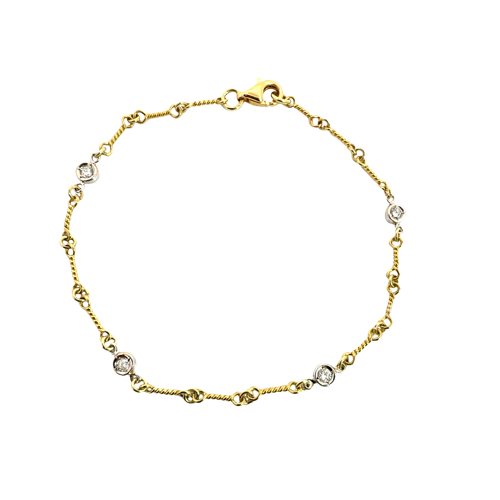 Estate 18k Multi-Tone Gold Diamonds by the Yard Bracelet 0.20ctw