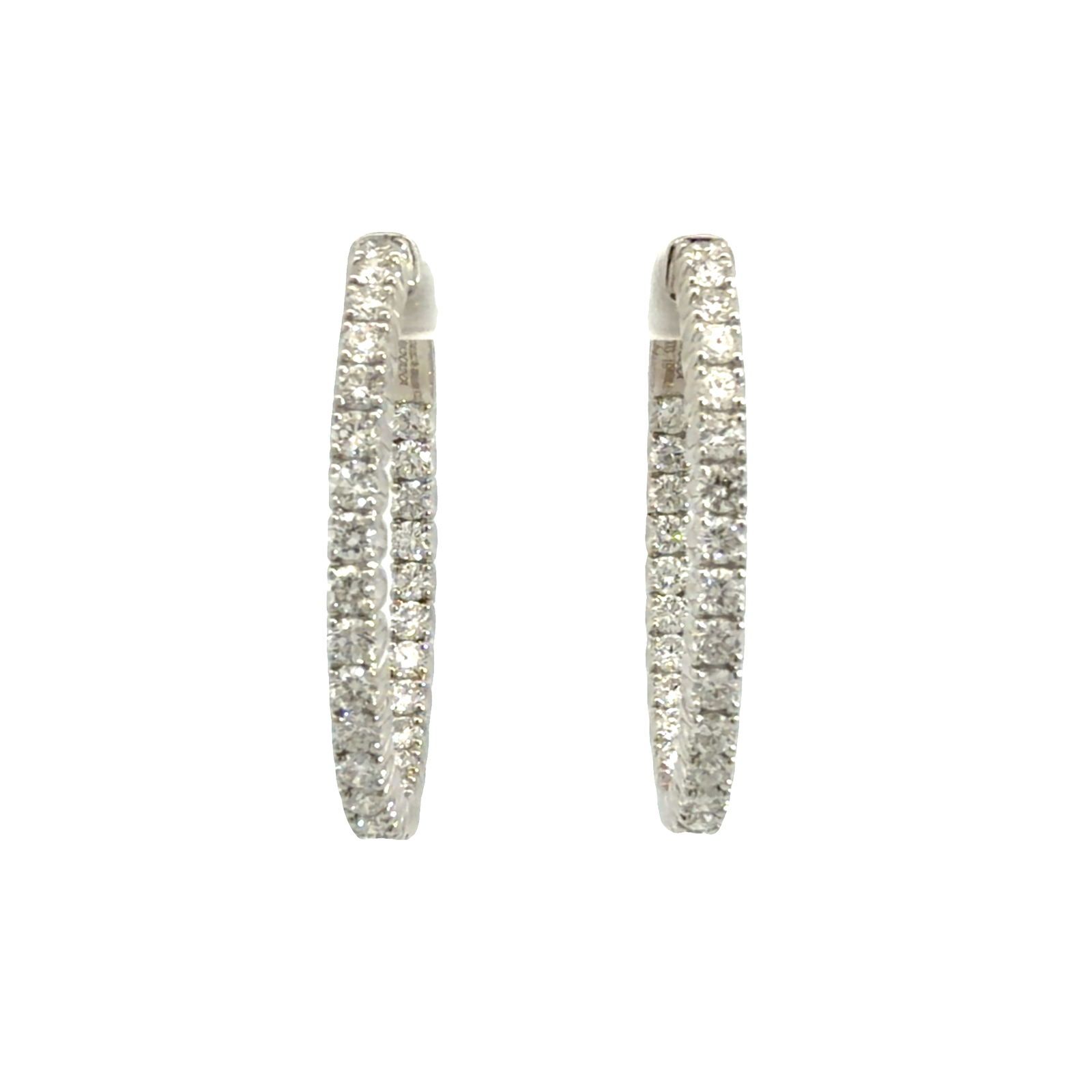 Estate 18k White Gold 3.19ctw Diamond Inside Out Hoop Earrings