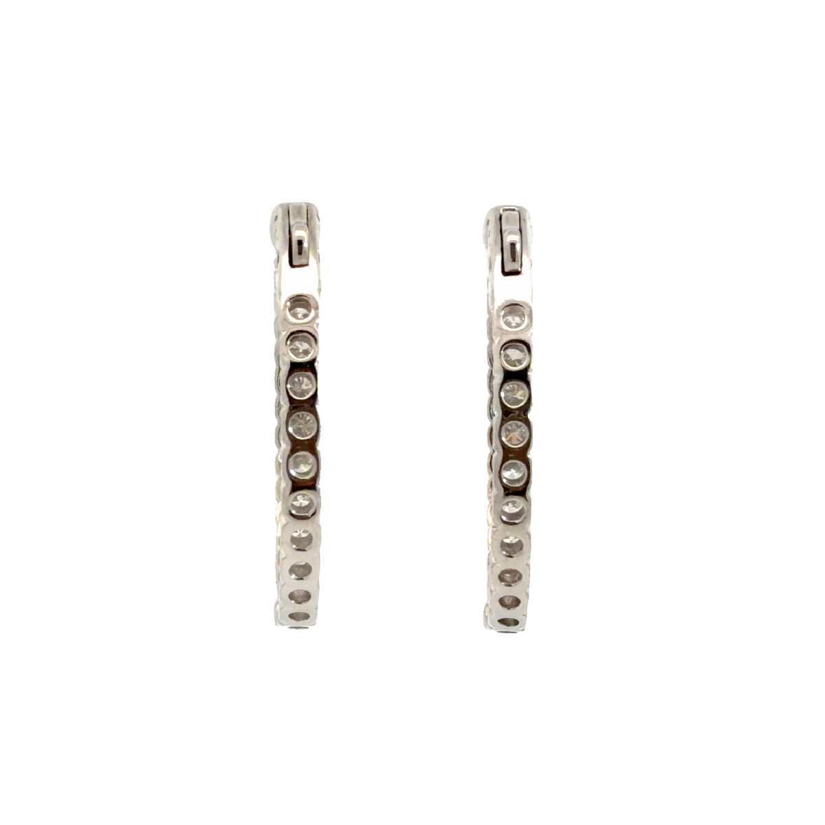 Estate 18k White Gold 3.19ctw Diamond Inside Out Hoop Earrings