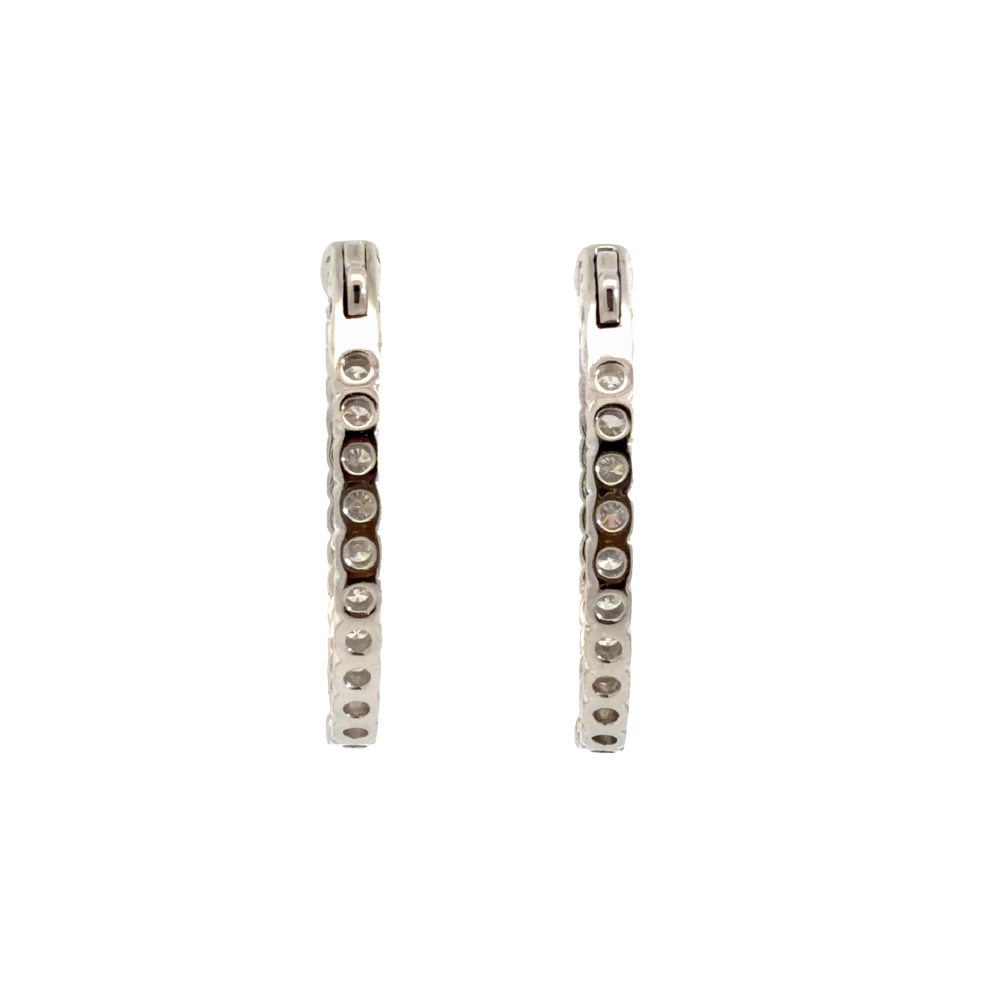 Estate 18k White Gold 3.19ctw Diamond Inside Out Hoop Earrings