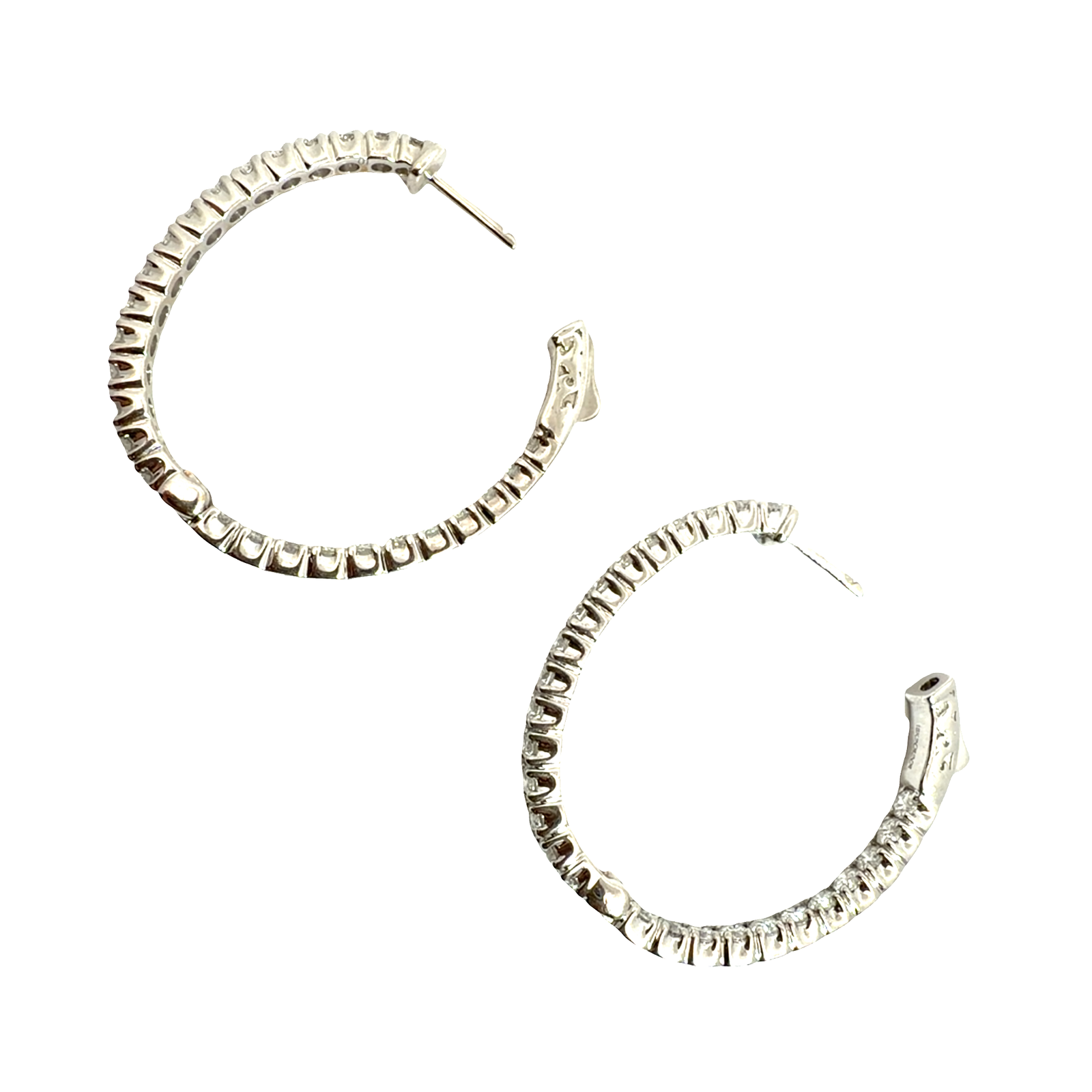 Estate 18k White Gold 3.19ctw Diamond Inside Out Hoop Earrings