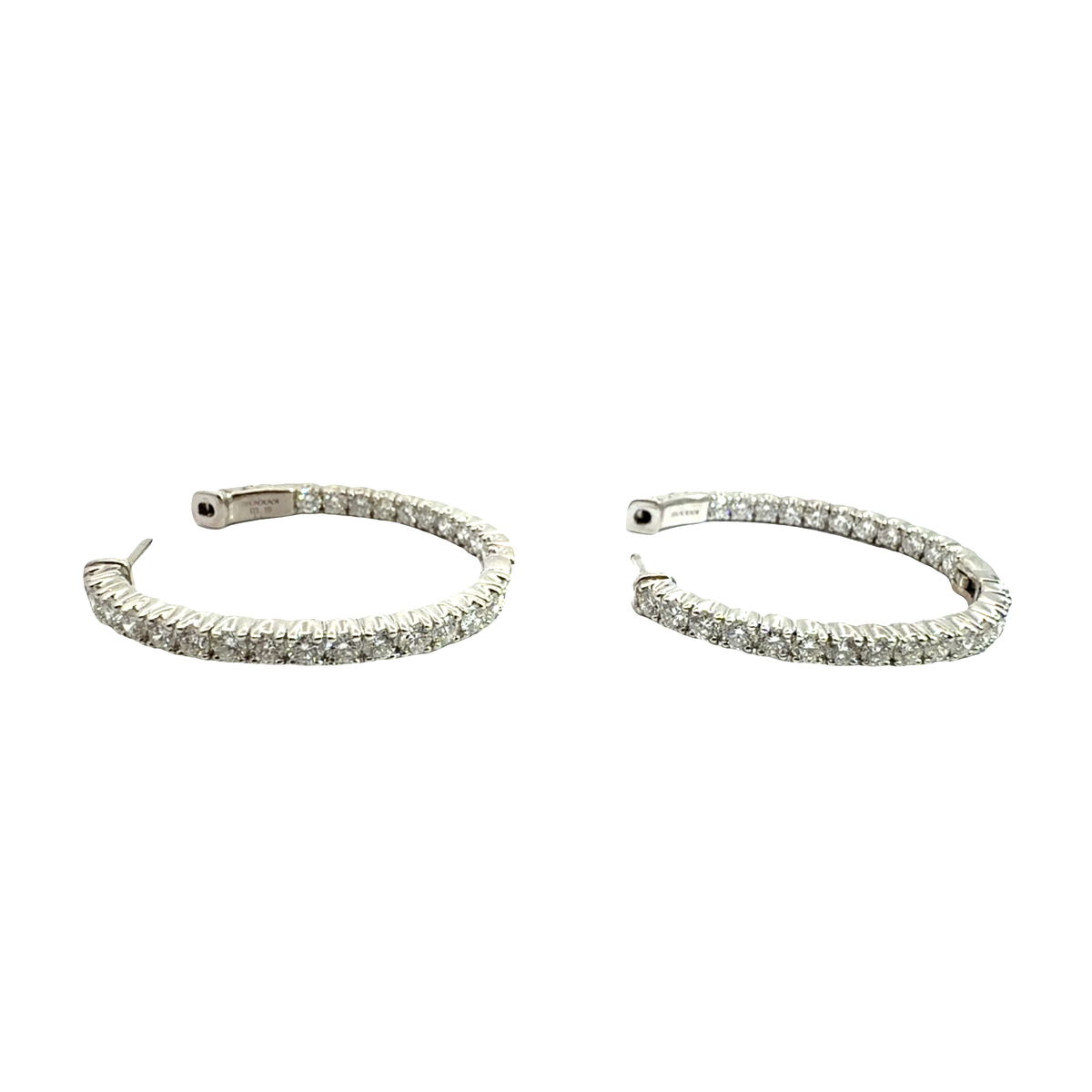 Estate 18k White Gold 3.19ctw Diamond Inside Out Hoop Earrings