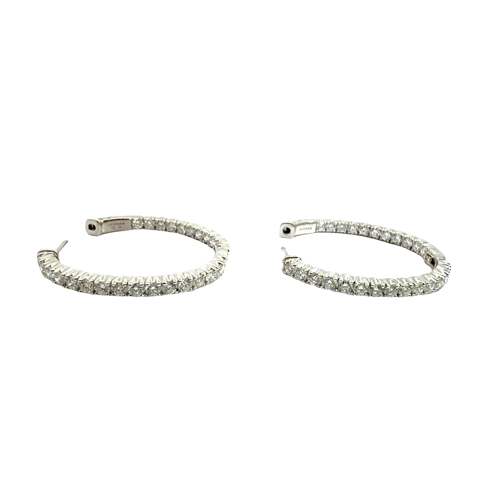Estate 18k White Gold 3.19ctw Diamond Inside Out Hoop Earrings