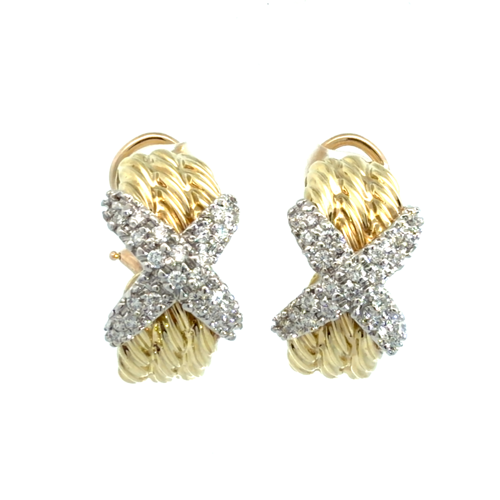 David Yurman 14k Yellow Gold Diamond Crossover Earrings