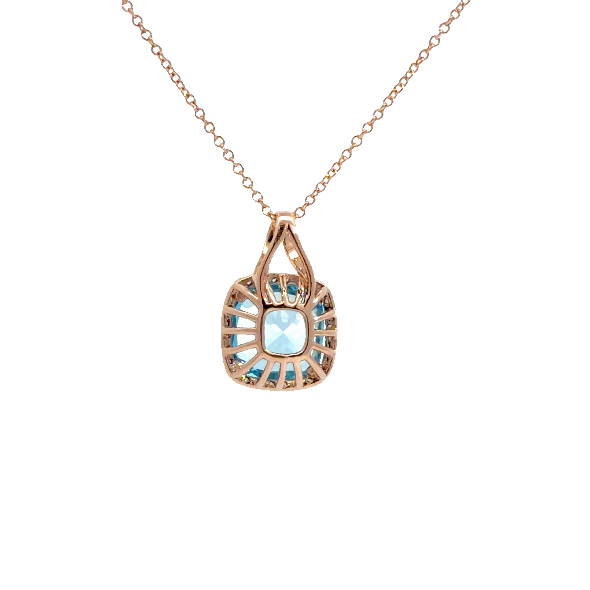 Estate Effy 14k Rose Gold 4.99ctw Cushion Cut Topaz and 0.11ctw Diamond Charm Necklace