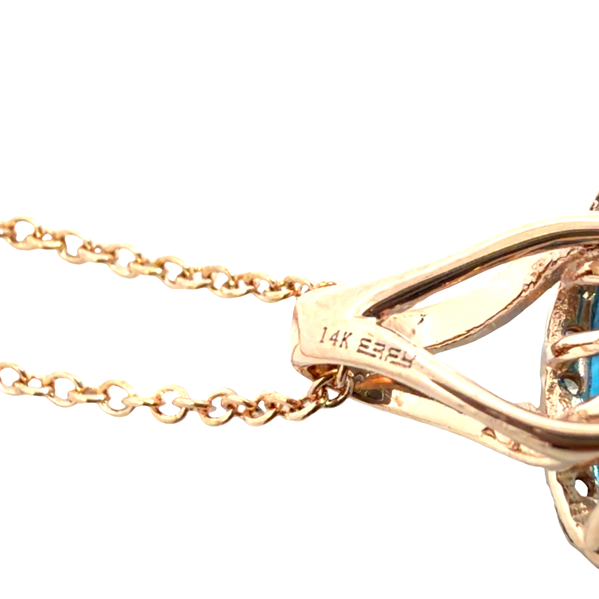 Estate Effy 14k Rose Gold 4.99ctw Cushion Cut Topaz and 0.11ctw Diamond Charm Necklace