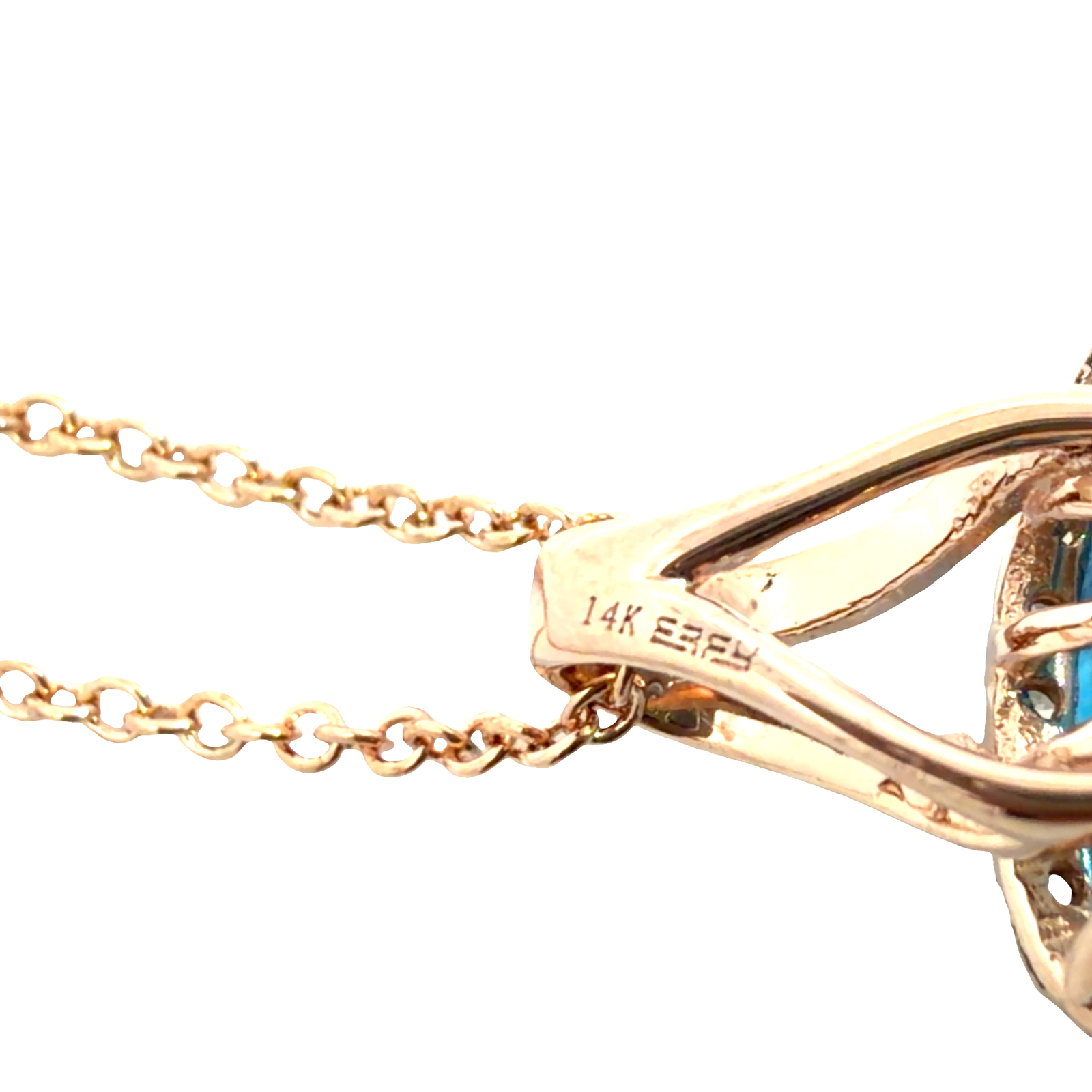 Estate Effy 14k Rose Gold 4.99ctw Cushion Cut Topaz and 0.11ctw Diamond Charm Necklace