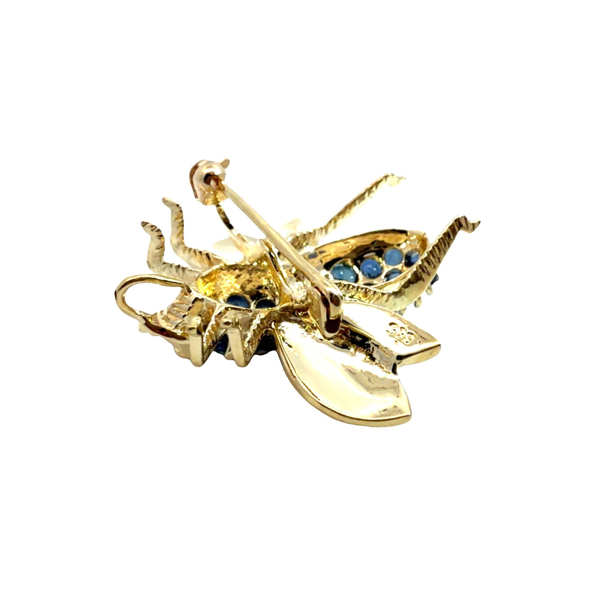 Vintage 14k Yellow Gold 1.55ctw Sapphire Bee Brooch