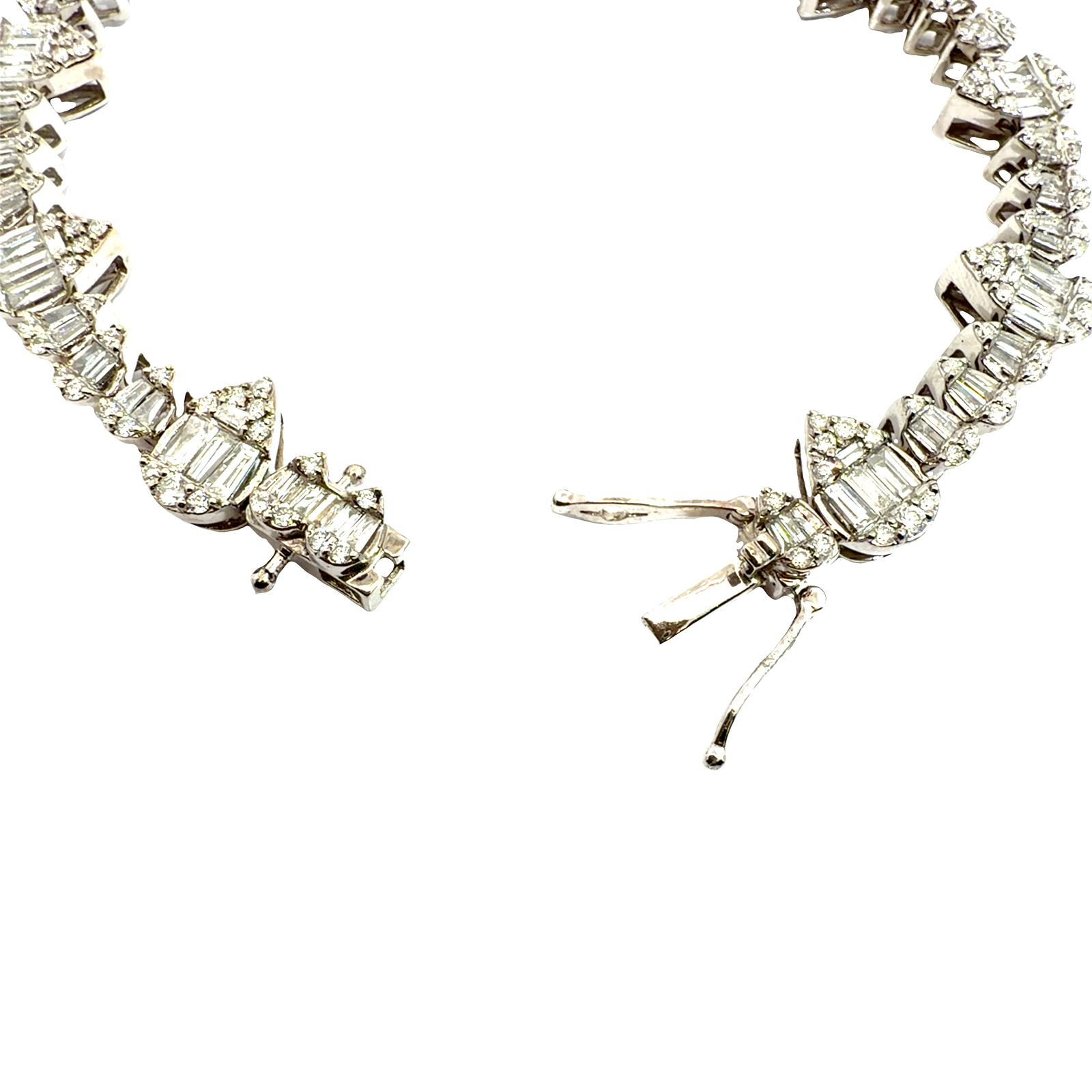 Vintage 14k White Gold Pear Shaped 3.89ctw Diamond Bracelet