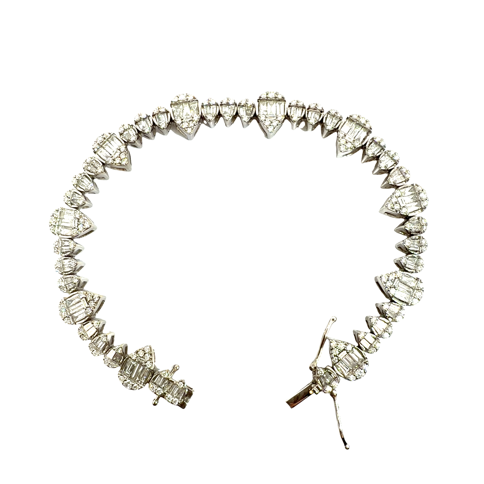 Vintage 14k White Gold Pear Shaped 3.89ctw Diamond Bracelet