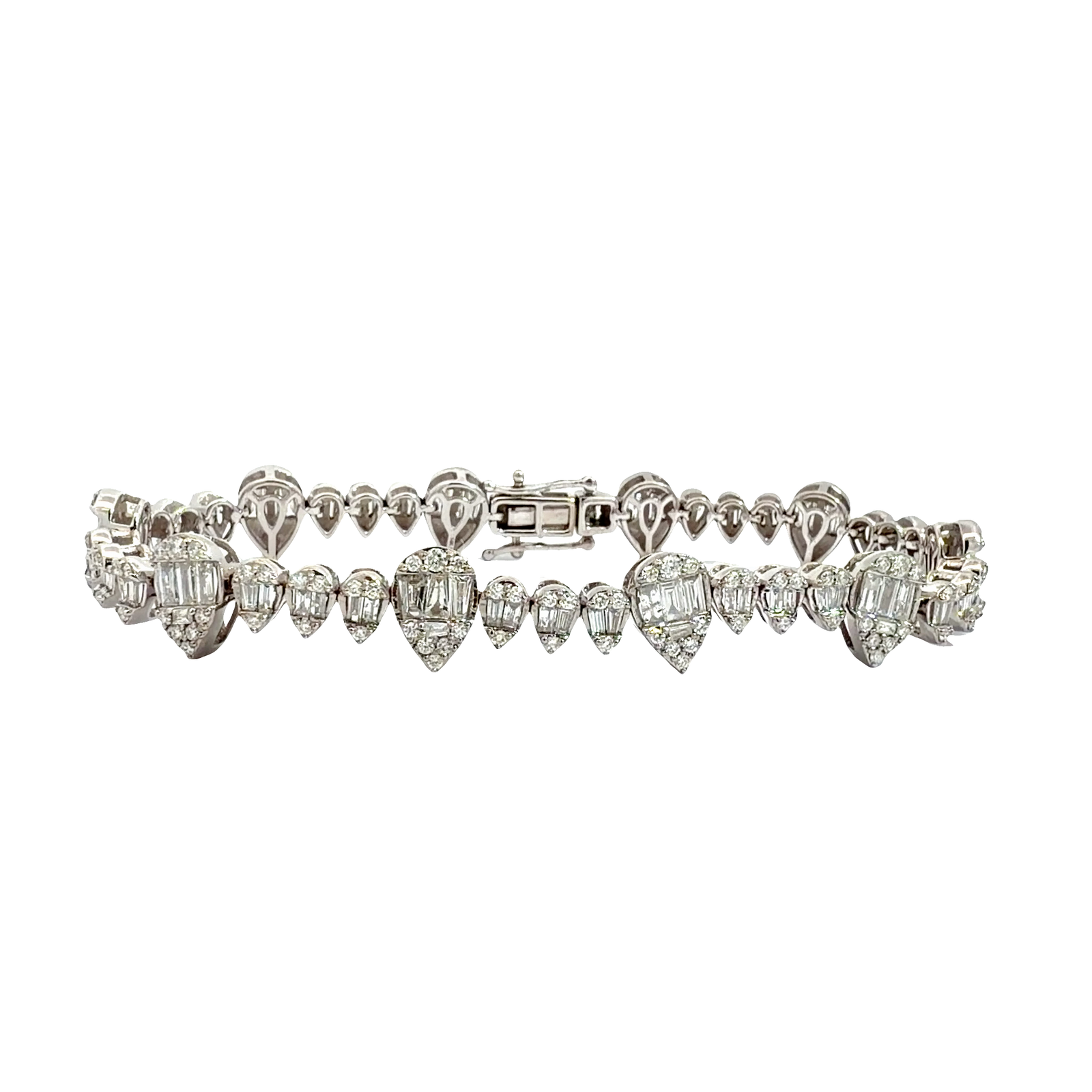 Vintage 14k White Gold Pear Shaped 3.89ctw Diamond Bracelet
