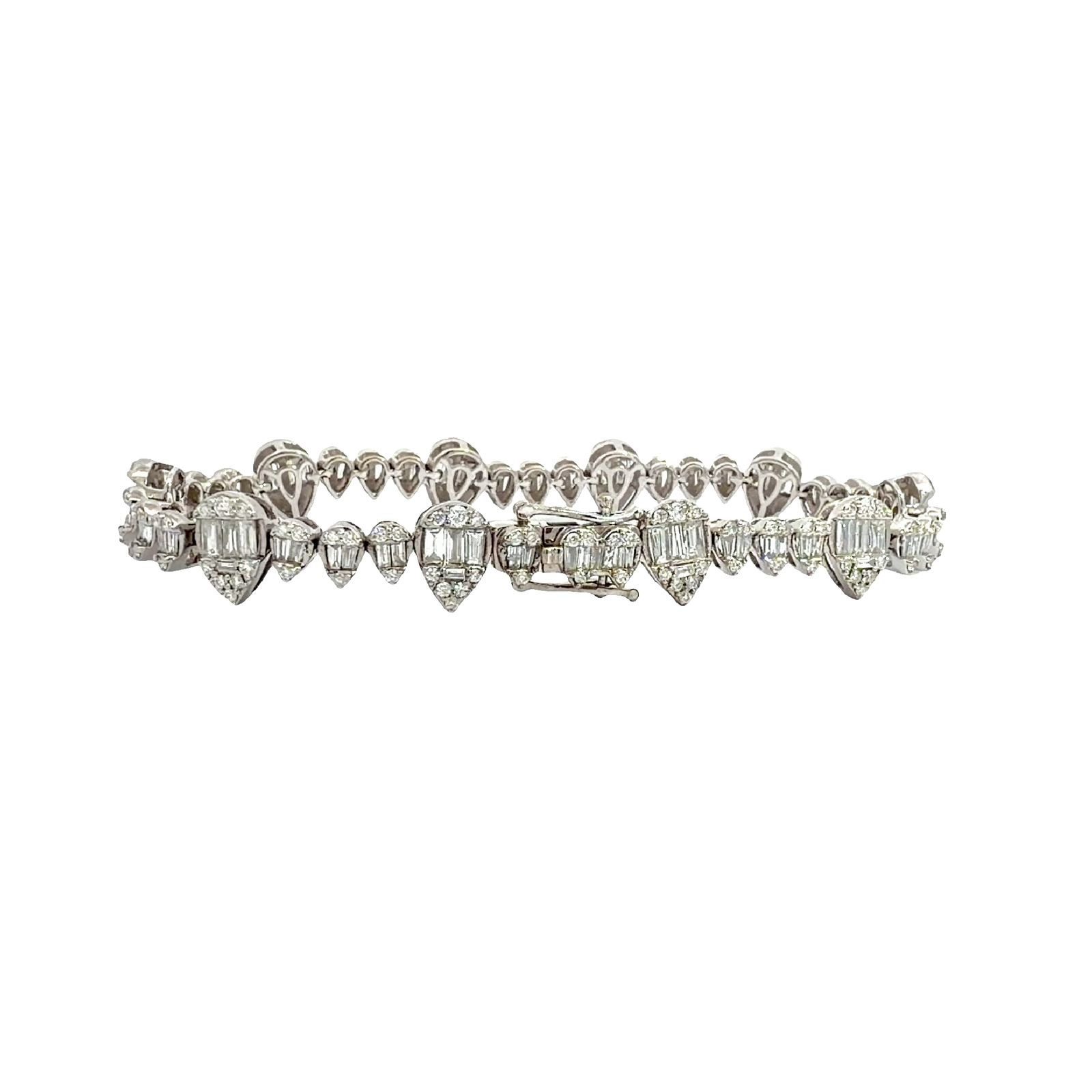 Vintage 14k White Gold Pear Shaped 3.89ctw Diamond Bracelet