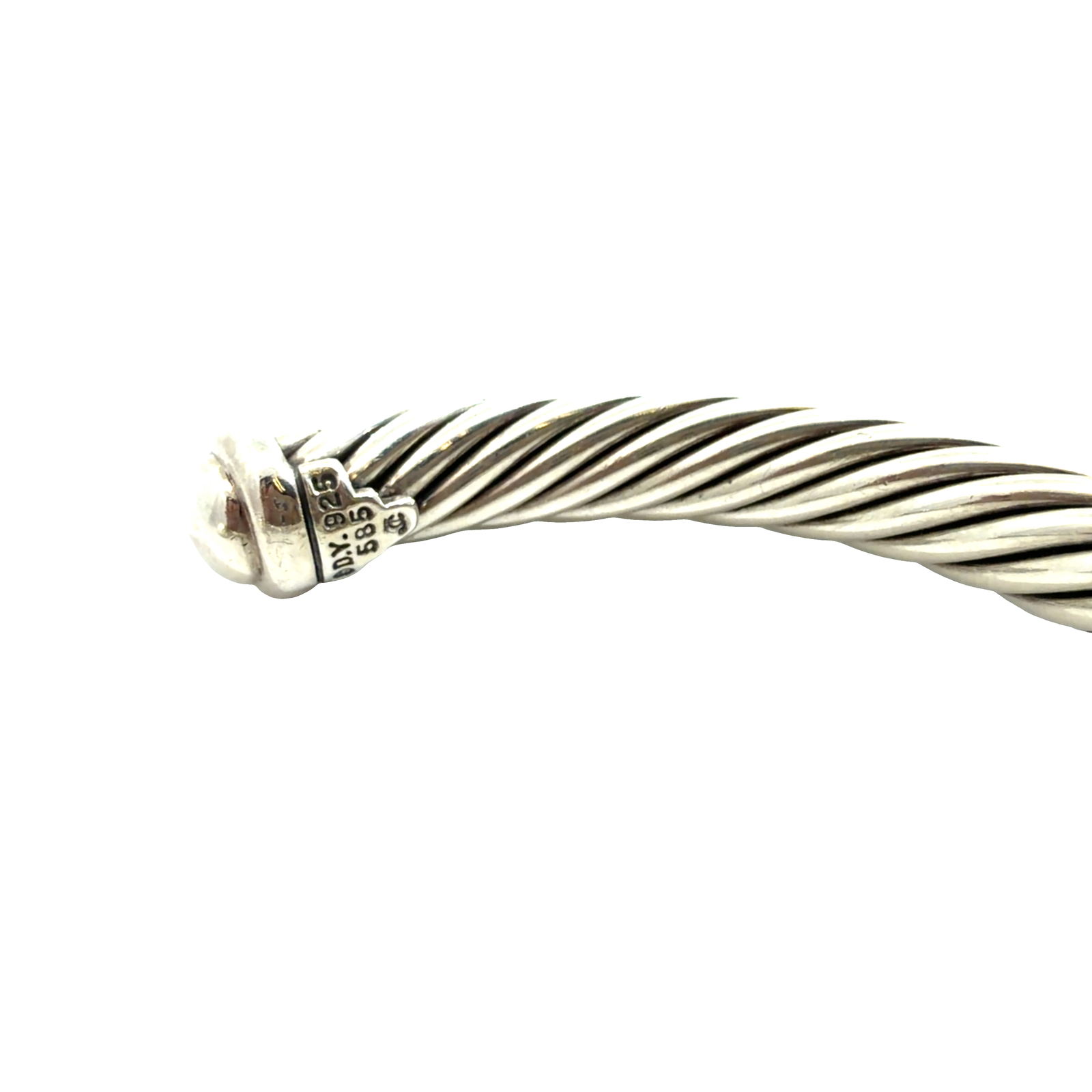 David Yurman Sterling Silver and 14k Yellow Gold Crossover Cuff