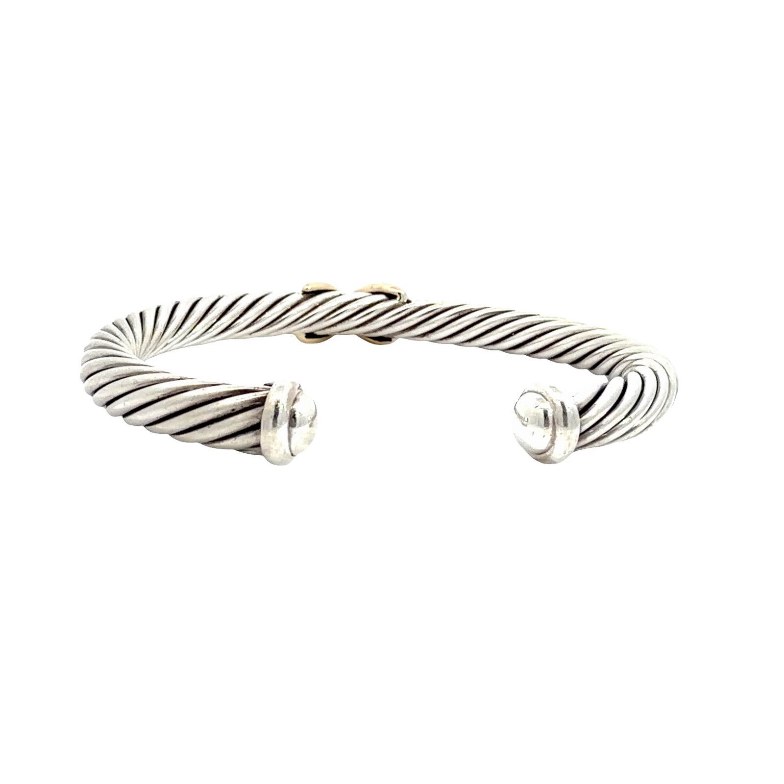 David Yurman Sterling Silver and 14k Yellow Gold Crossover Cuff