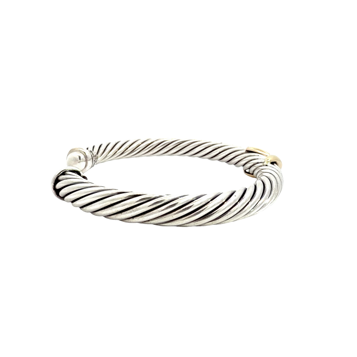 David Yurman Sterling Silver and 14k Yellow Gold Crossover Cuff