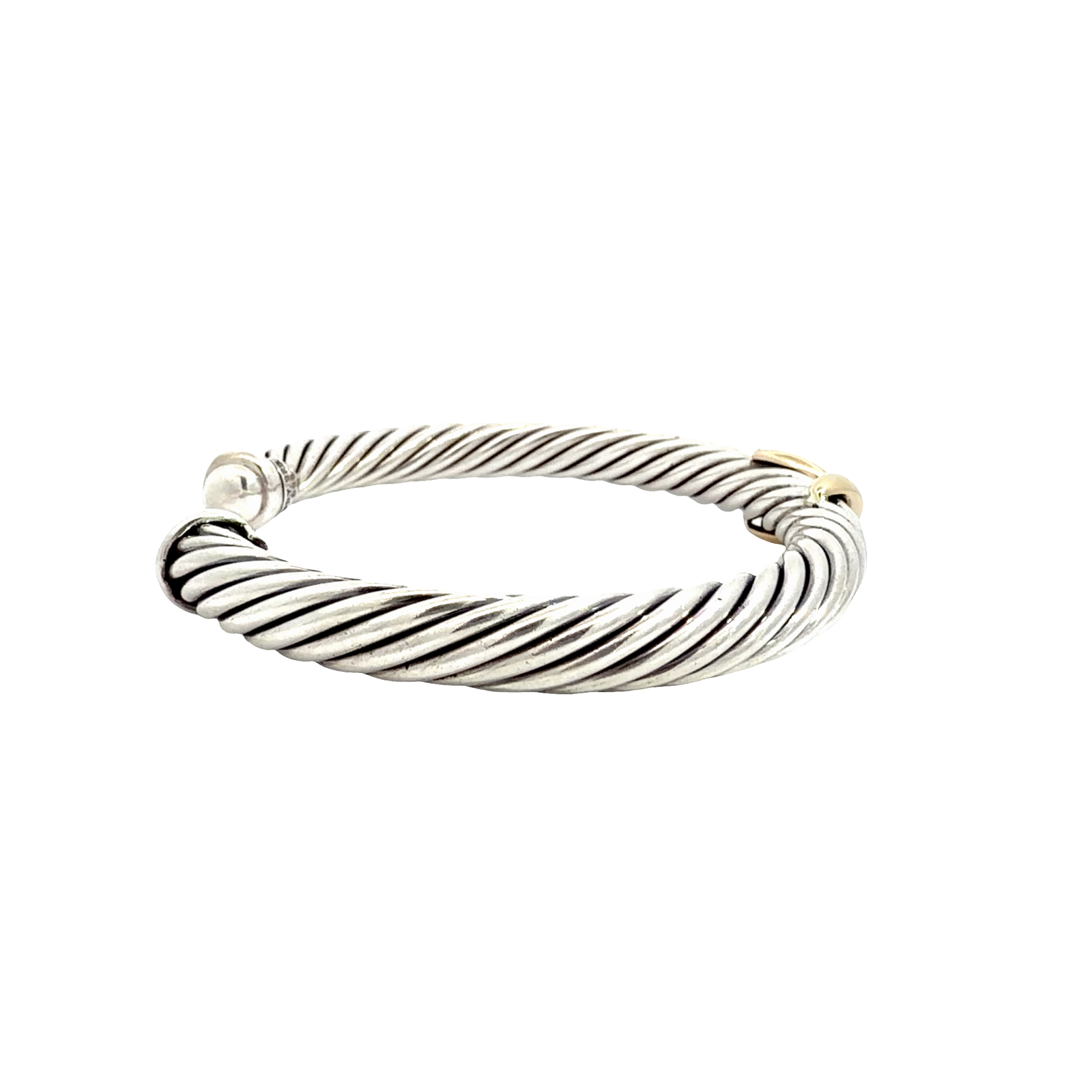 David Yurman Sterling Silver and 14k Yellow Gold Crossover Cuff