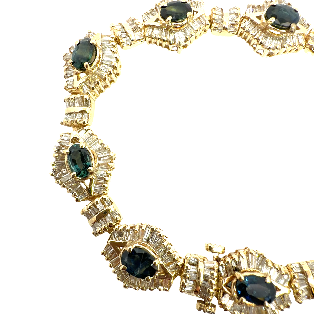 Estate 14k Yellow Gold 3.76ctw Sapphire and  7.15ctw Diamond Bracelet
