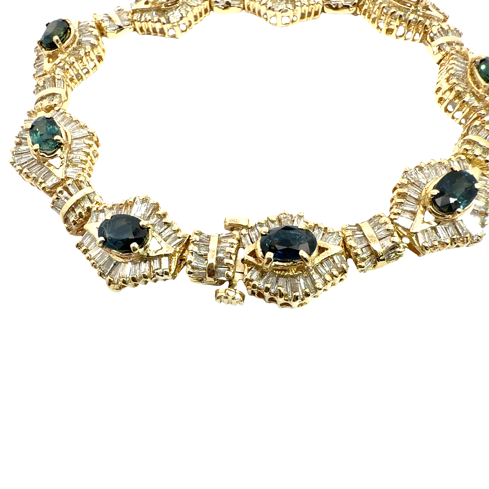 Estate 14k Yellow Gold 3.76ctw Sapphire and  7.15ctw Diamond Bracelet