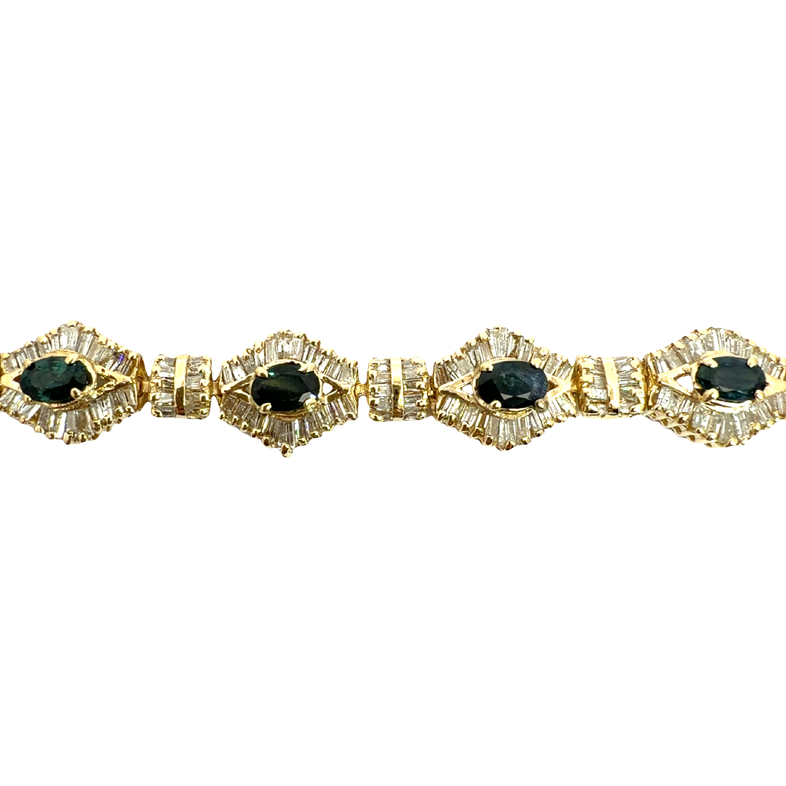 Estate 14k Yellow Gold 3.76ctw Sapphire and  7.15ctw Diamond Bracelet