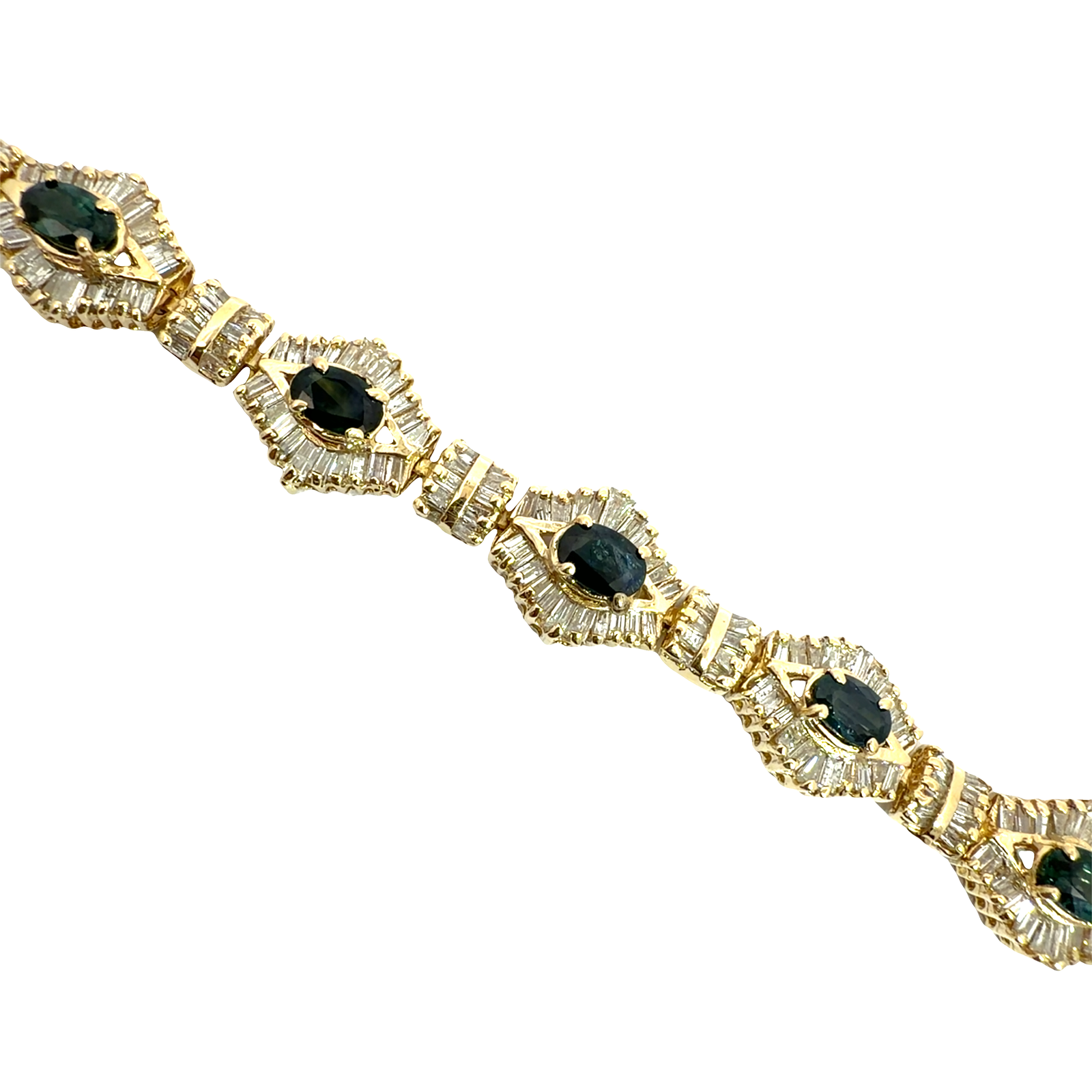 Estate 14k Yellow Gold 3.76ctw Sapphire and  7.15ctw Diamond Bracelet