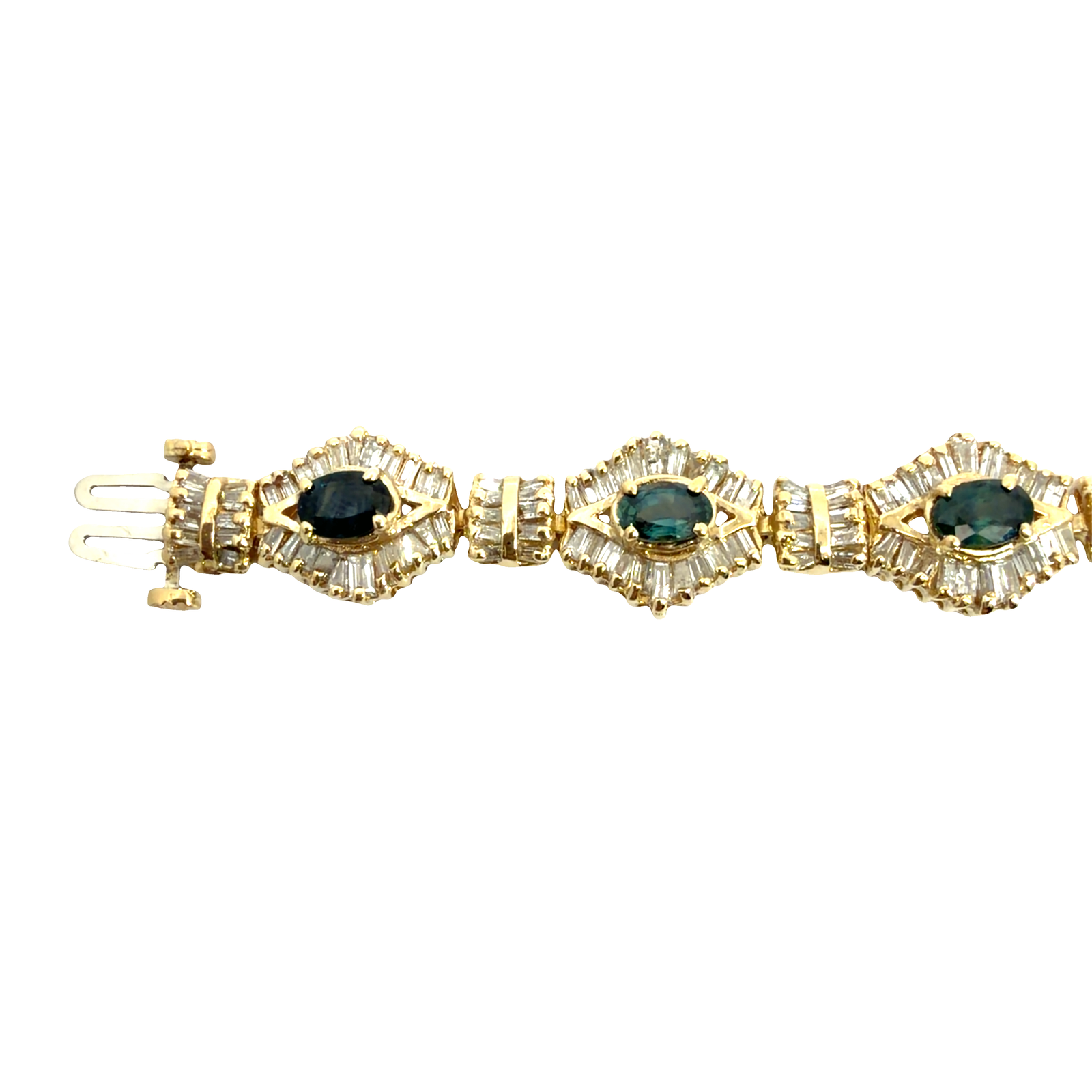 Estate 14k Yellow Gold 3.76ctw Sapphire and  7.15ctw Diamond Bracelet