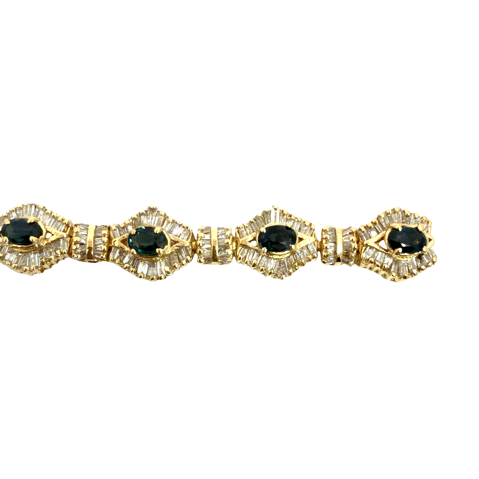 Estate 14k Yellow Gold 3.76ctw Sapphire and  7.15ctw Diamond Bracelet