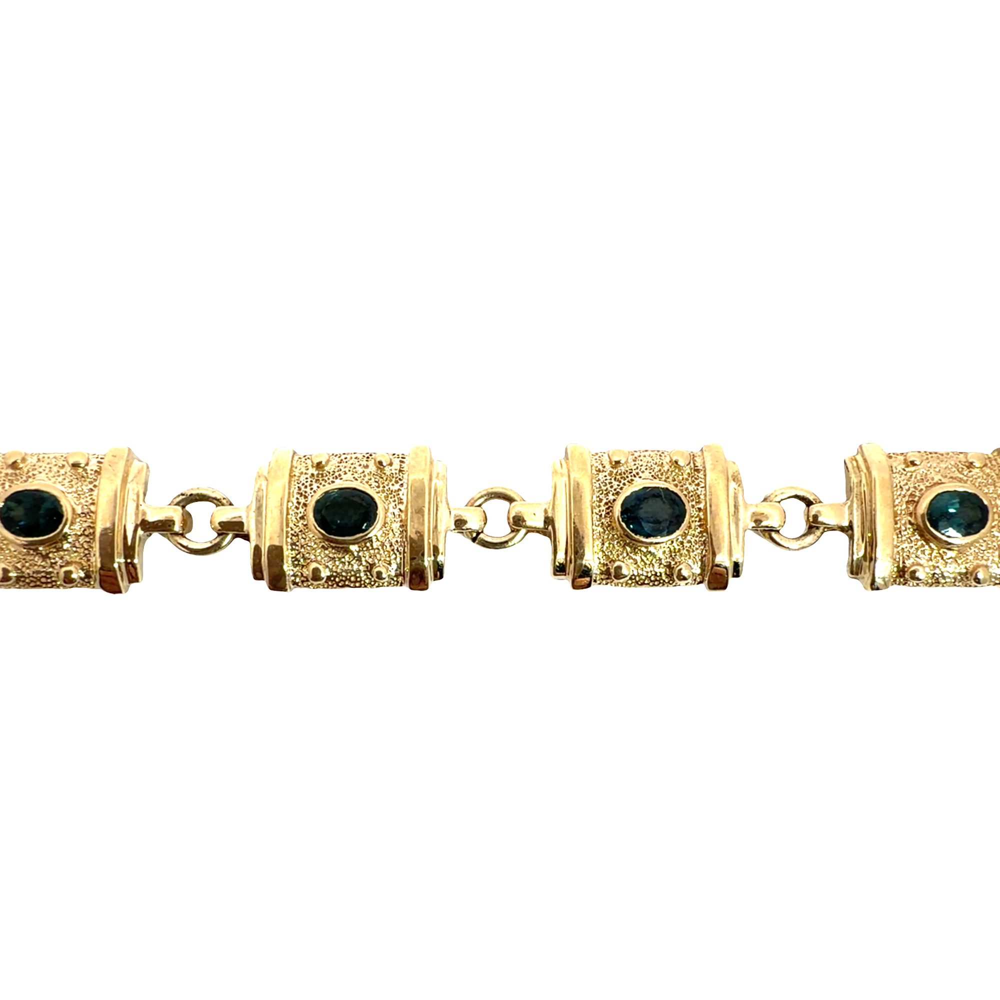 Vintage 14k Yellow Gold 2.10ctw Sapphire Chain Bracelet