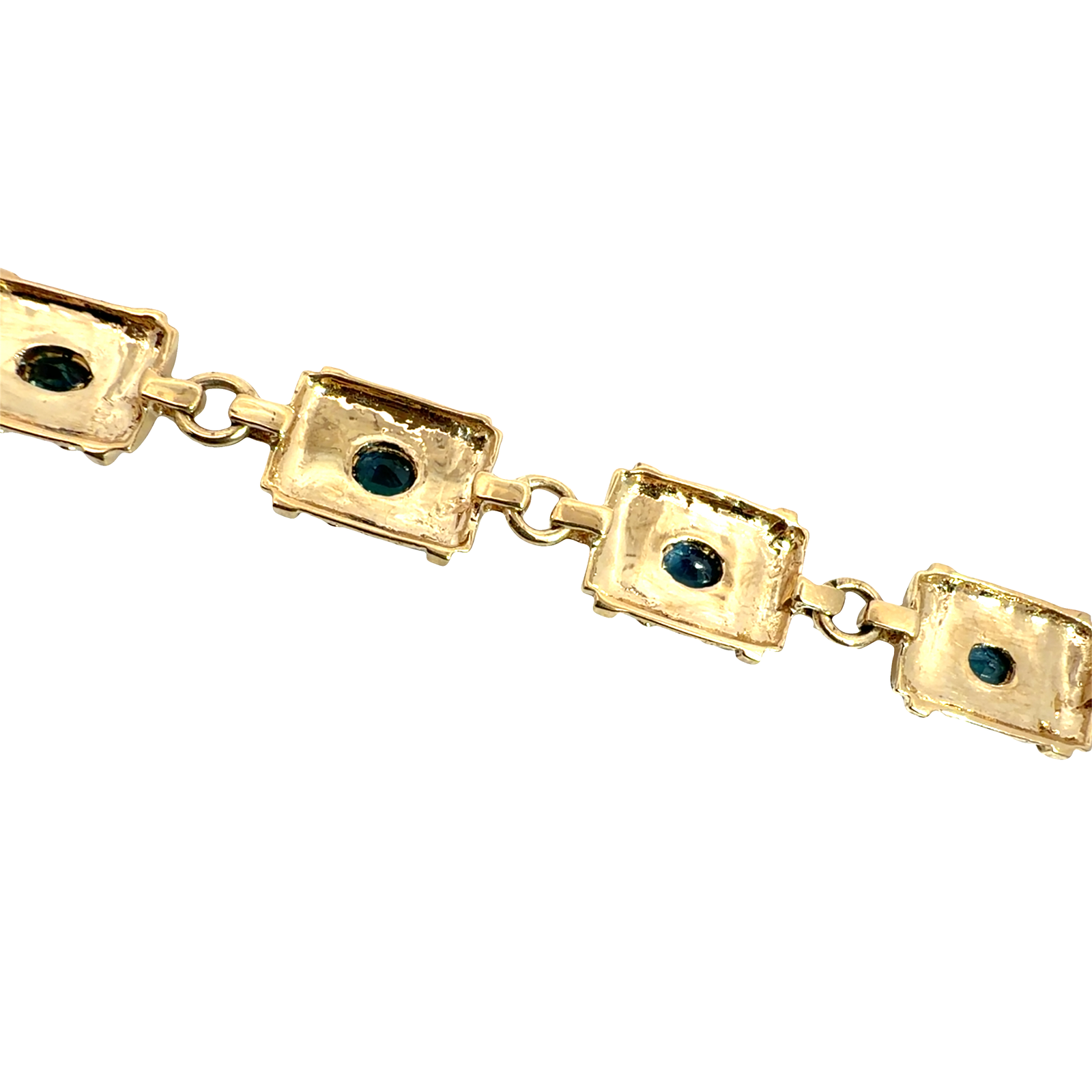 Vintage 14k Yellow Gold 2.10ctw Sapphire Chain Bracelet