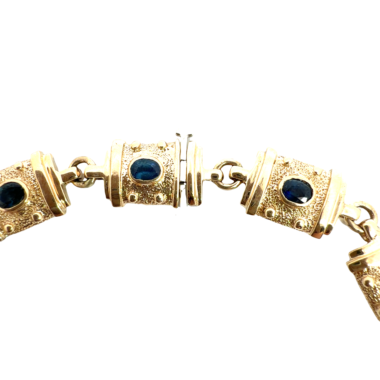 Vintage 14k Yellow Gold 2.10ctw Sapphire Chain Bracelet
