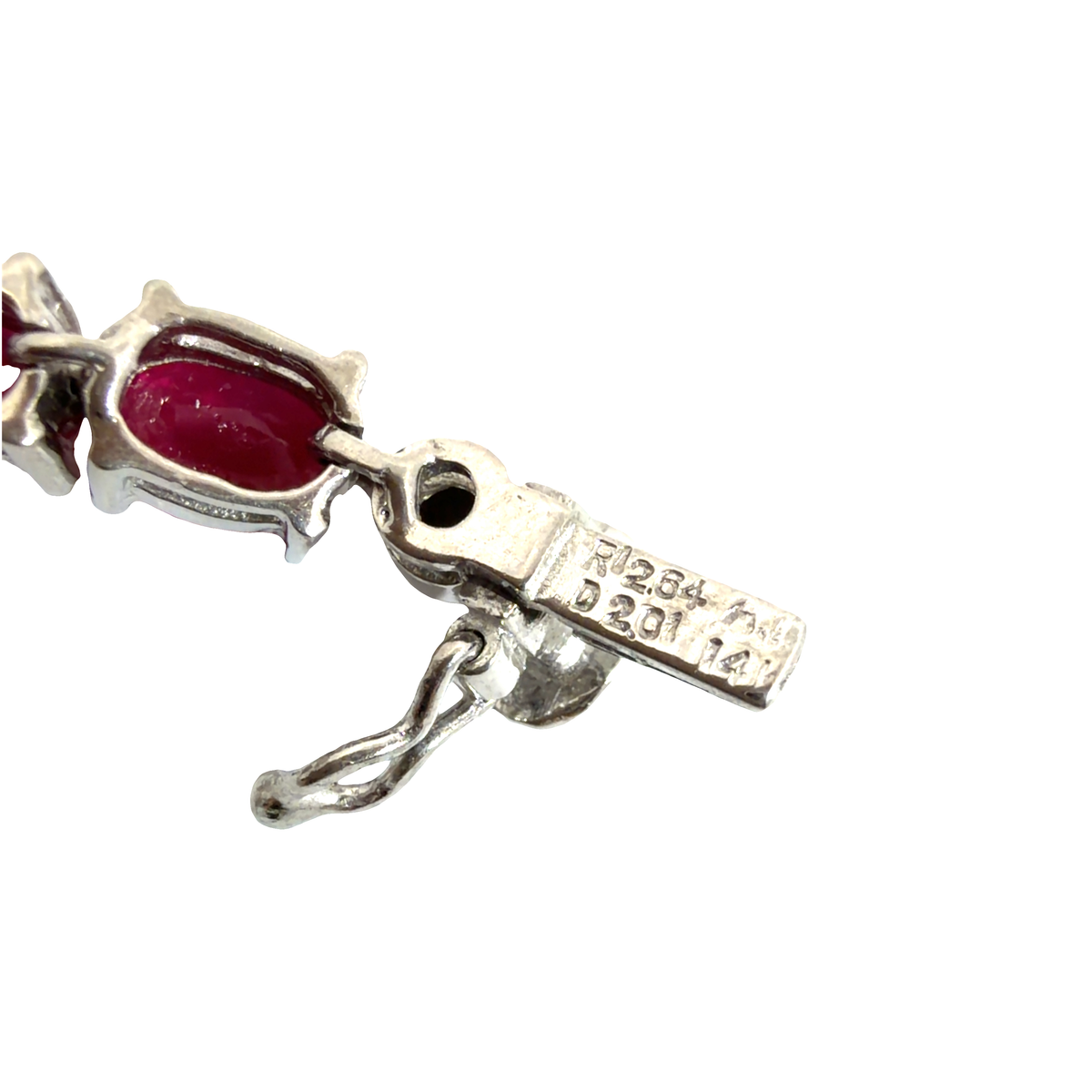 Vintage 14k White Gold 12.60ctw Ruby and 2.01ctw Diamond Flower Tennis Bracelet