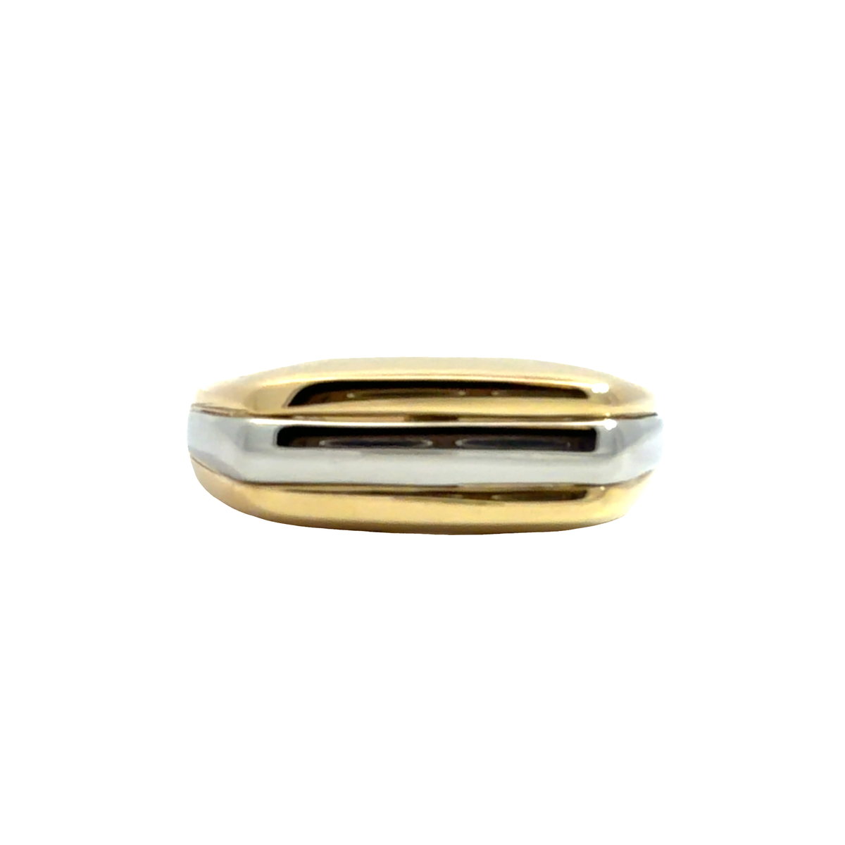 Vintage 18k Yellow Gold and Platinum Grooved Bar Band Ring