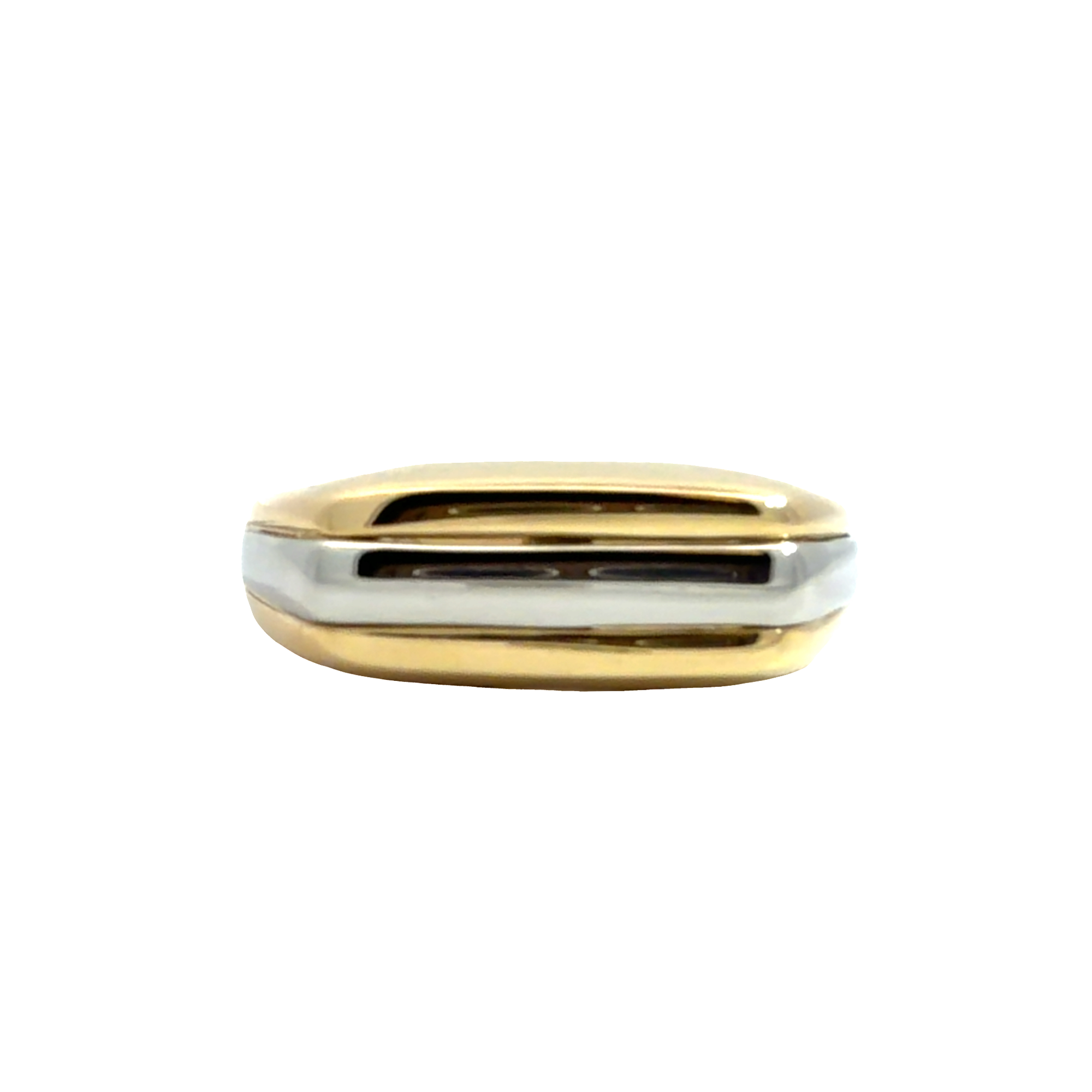 Vintage 18k Yellow Gold and Platinum Grooved Bar Band Ring