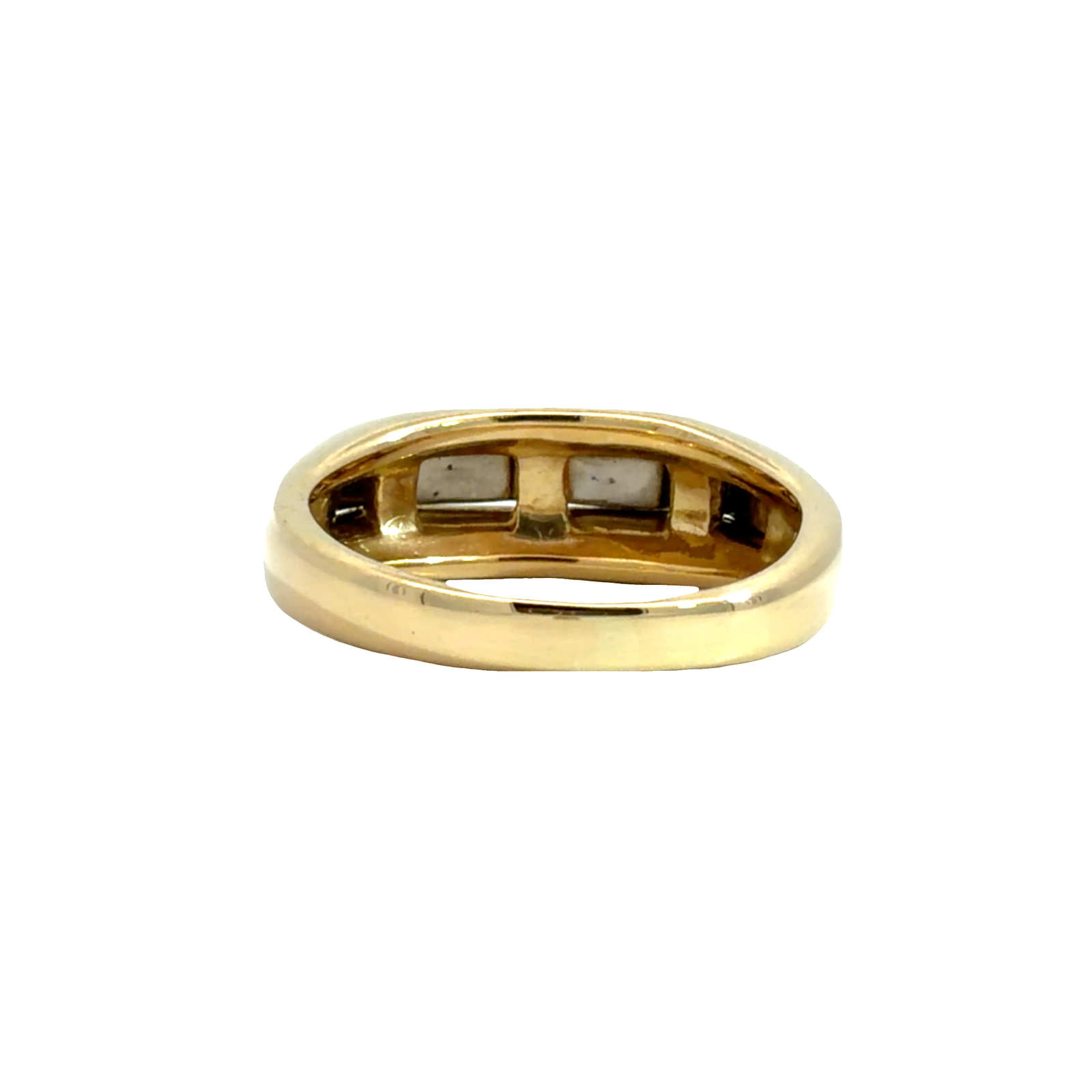 Vintage 18k Yellow Gold and Platinum Grooved Bar Band Ring