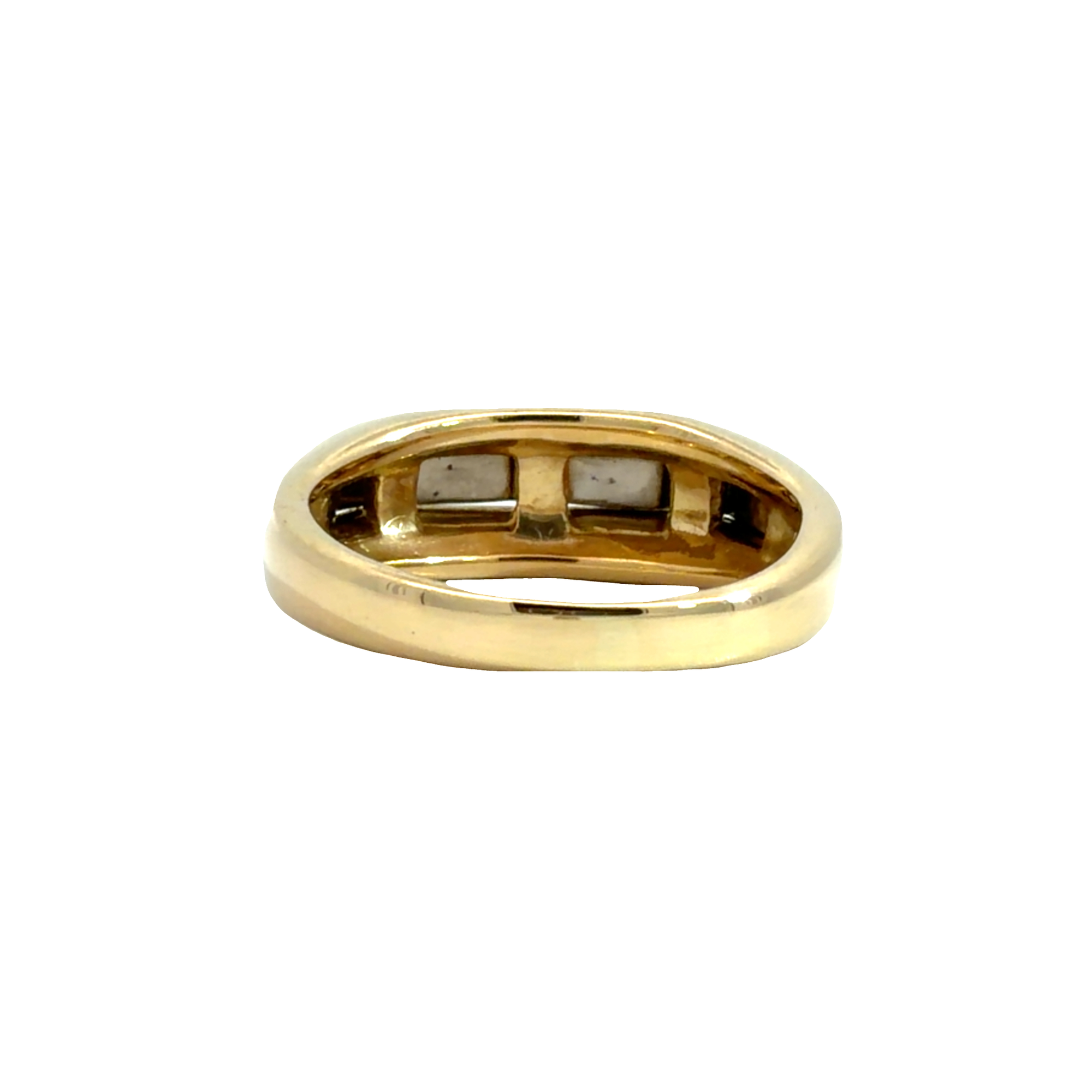 Vintage 18k Yellow Gold and Platinum Grooved Bar Band Ring